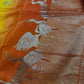 Yellow Orange Half n Half Banarsi Crepe Silver Weaving Saree