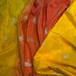 Yellow Orange Half n Half Banarsi Crepe Silver Weaving Saree