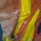 Yellow Orange Half n Half Banarsi Crepe Silver Weaving Saree