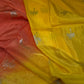 Yellow Orange Half n Half Banarsi Crepe Silver Weaving Saree