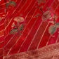 Red Banarsi Crepe Floral Lehriya Weaving Saree
