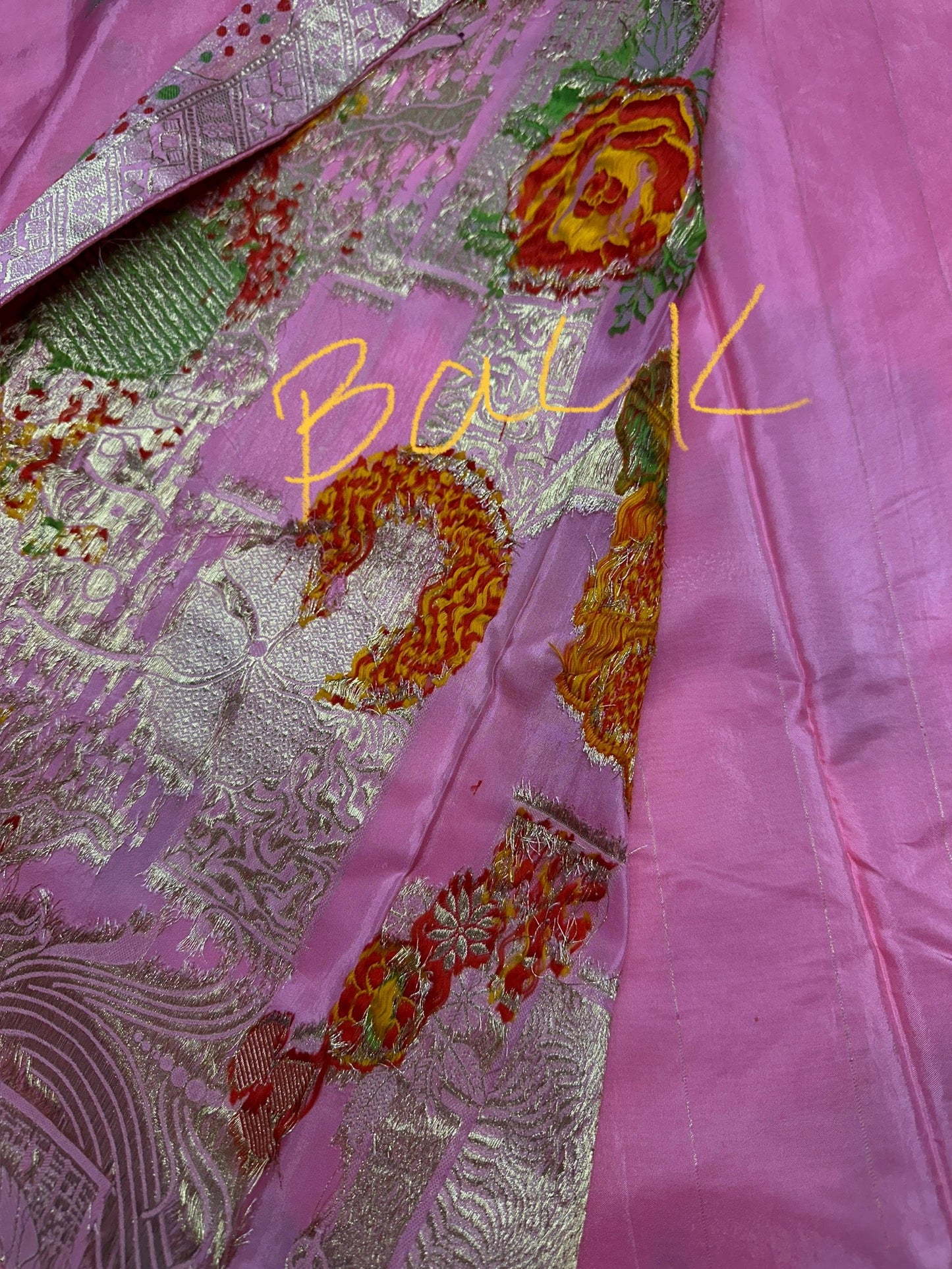 Pink Banarsi Crepe Floral  Weaving Saree