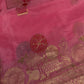 Pink Banarsi Crepe Floral  Weaving Saree