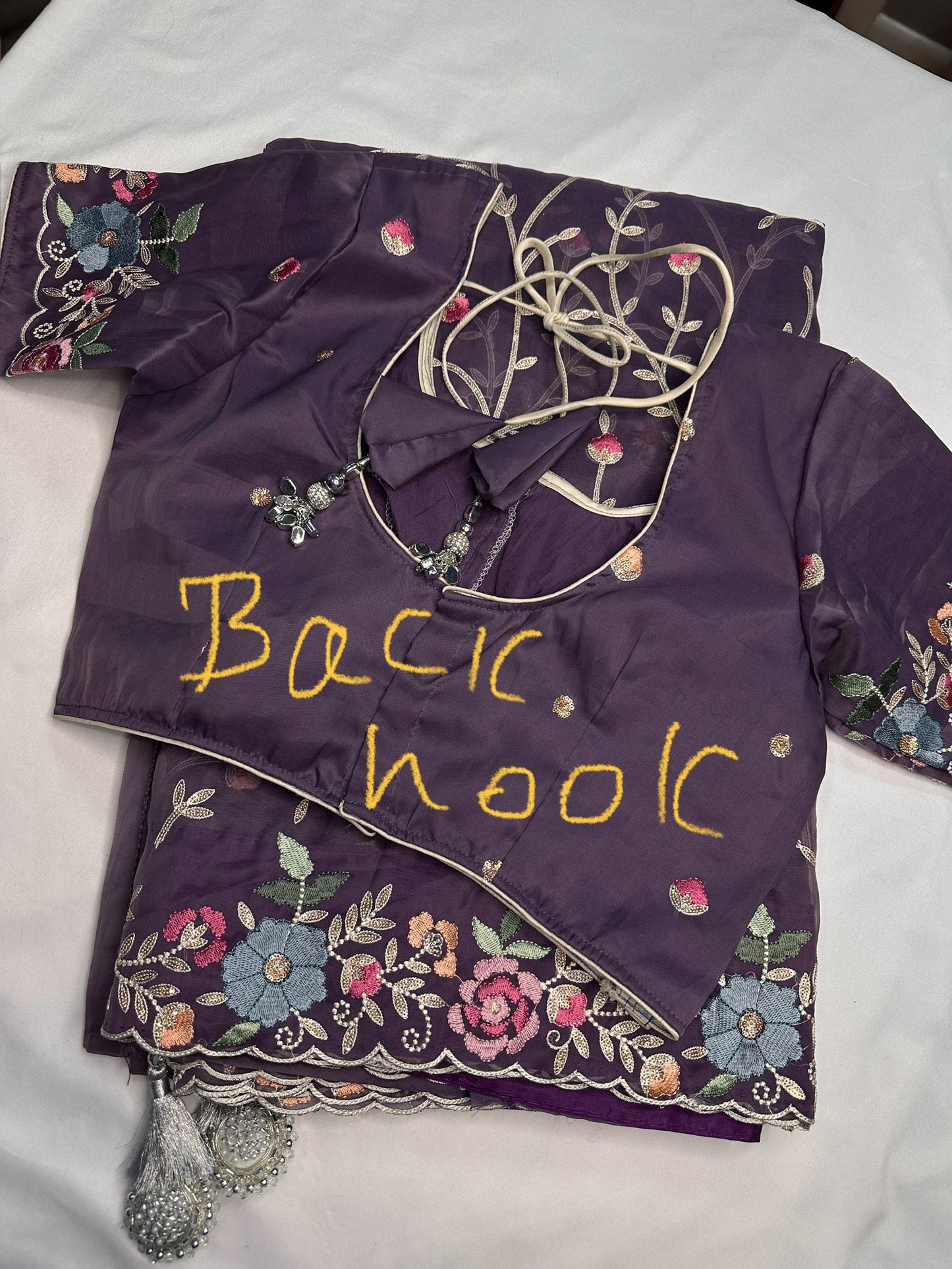 Purple Organza Designer Tissue Sequence Saree