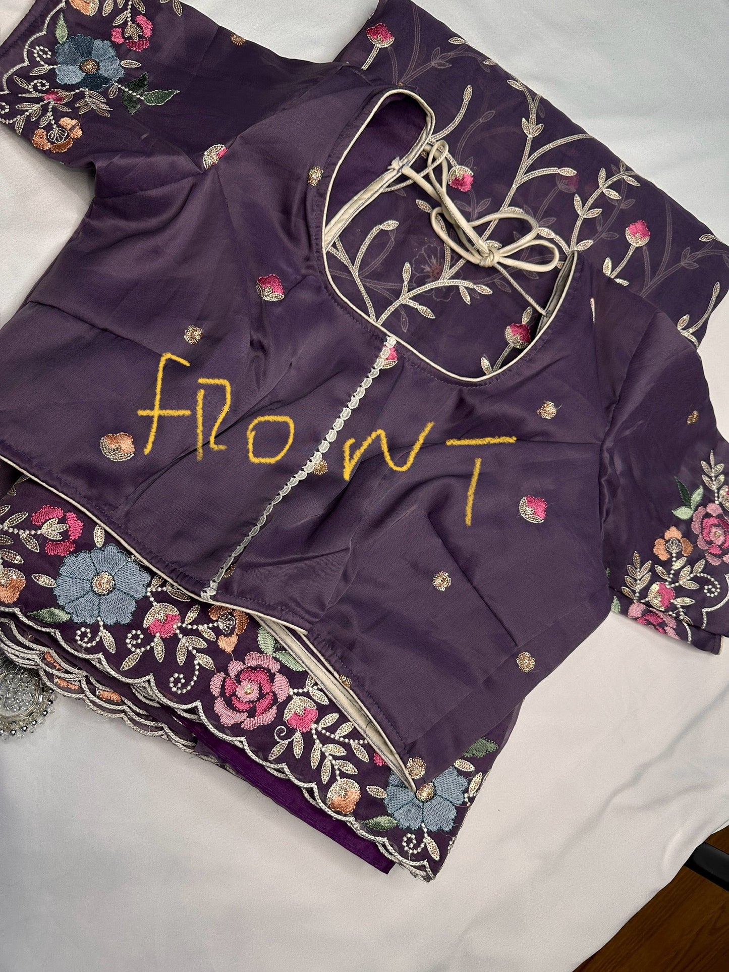 Purple Organza Designer Tissue Sequence Saree