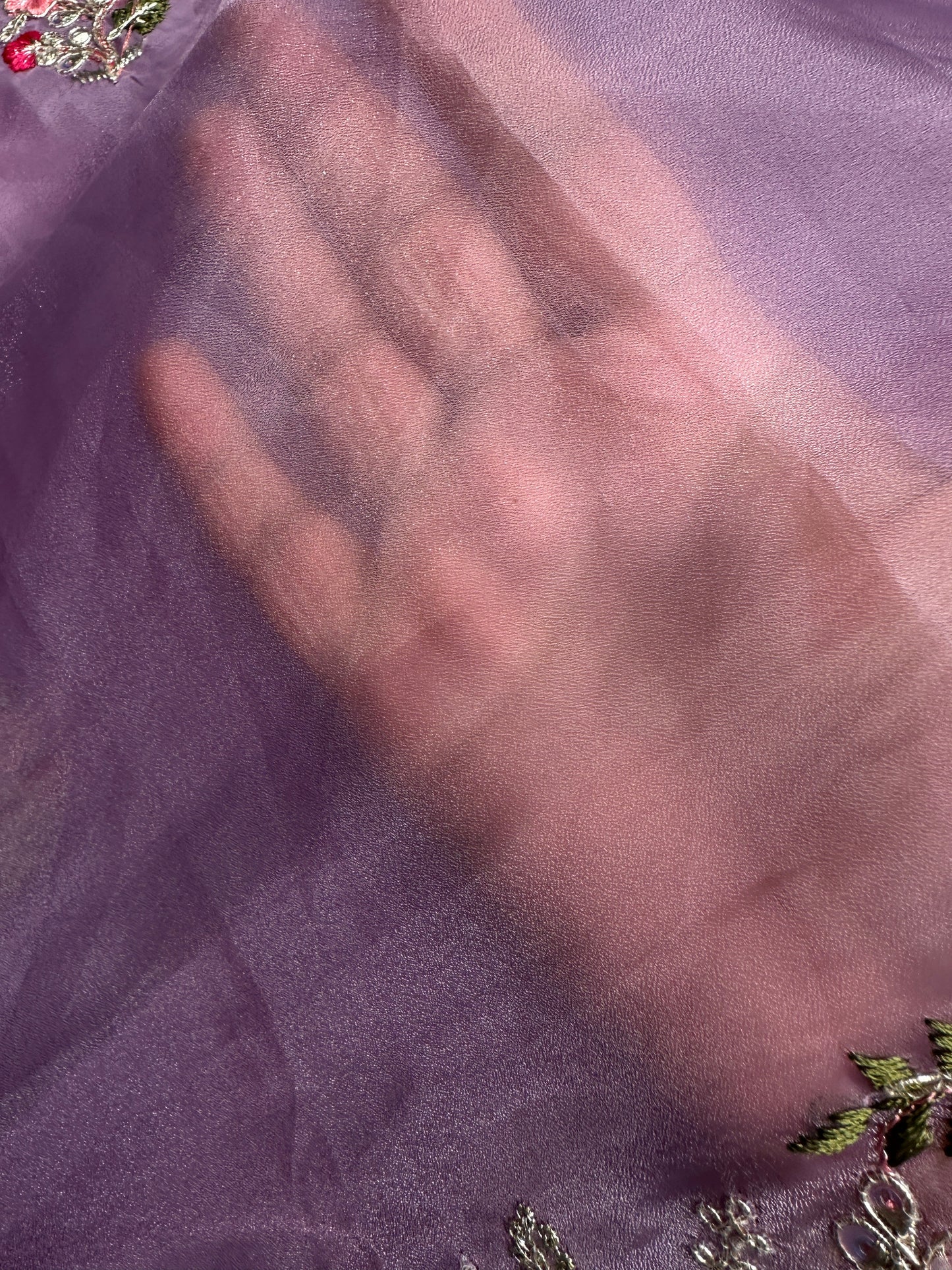 Purple Organza Designer Tissue Sequence Saree