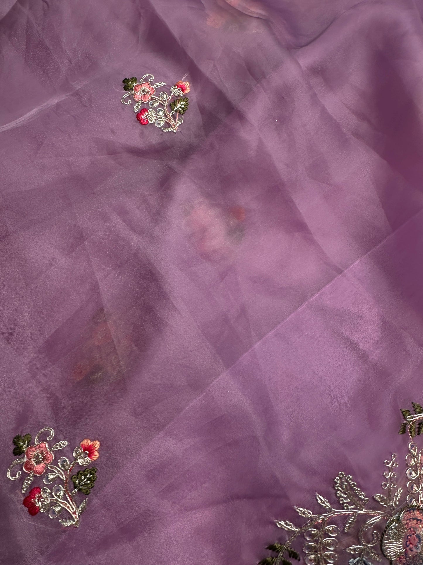 Purple Organza Designer Tissue Sequence Saree
