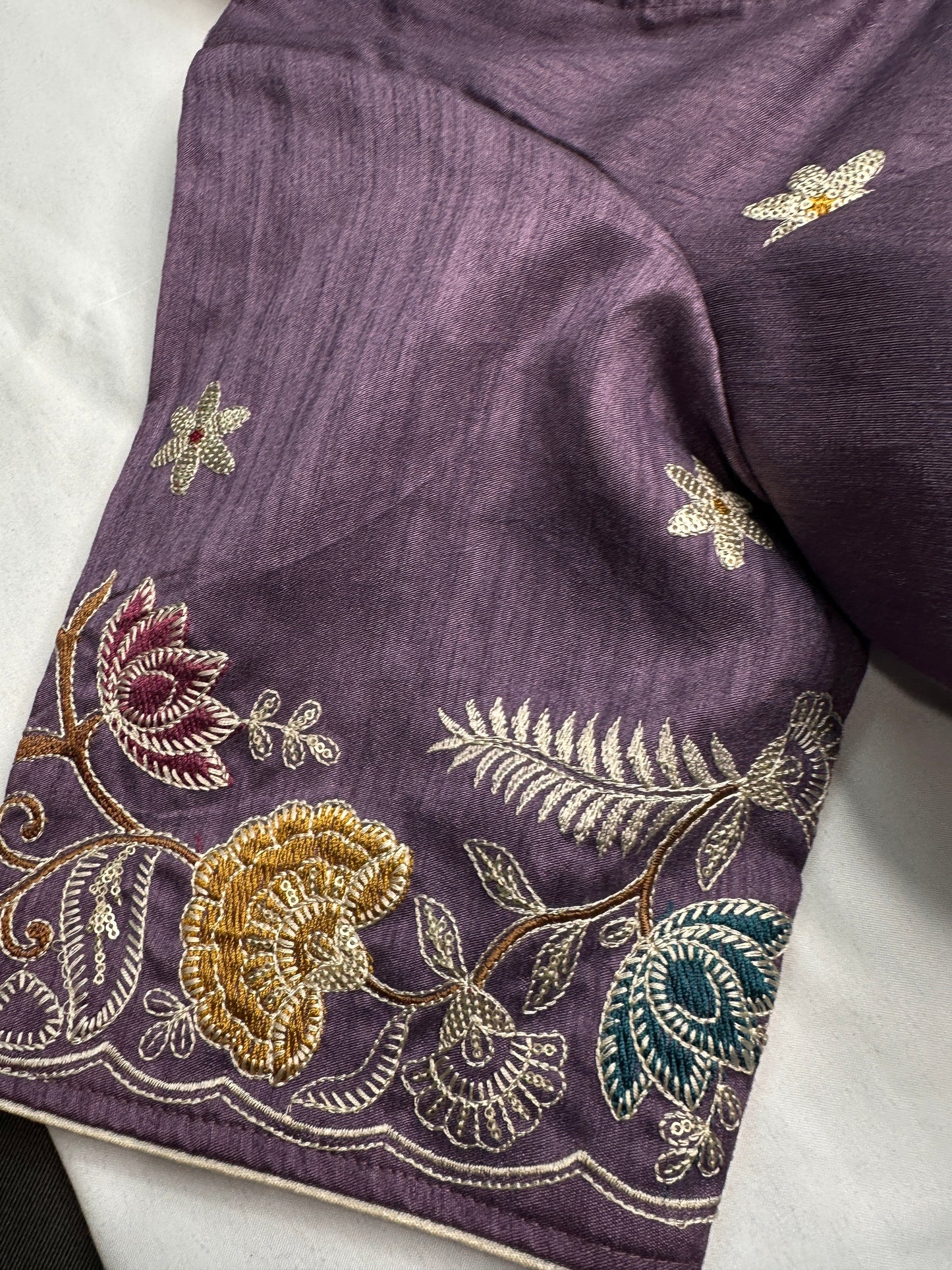 Gold Mauve Organza Designer Tissue Sequence Saree