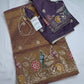Gold Mauve Organza Designer Tissue Sequence Saree