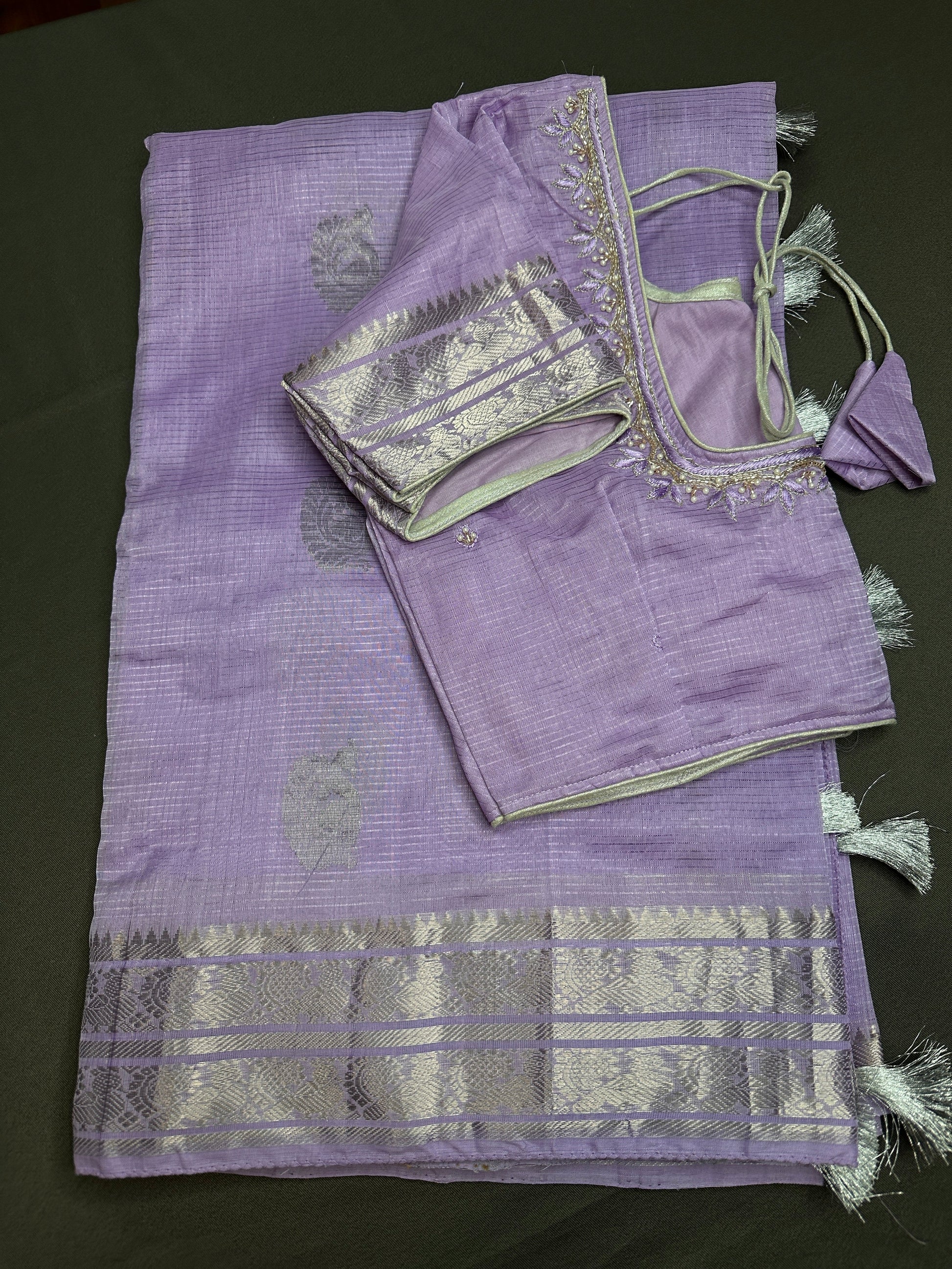 Lavender Purple Mangalgiri SICO Handloom Saree