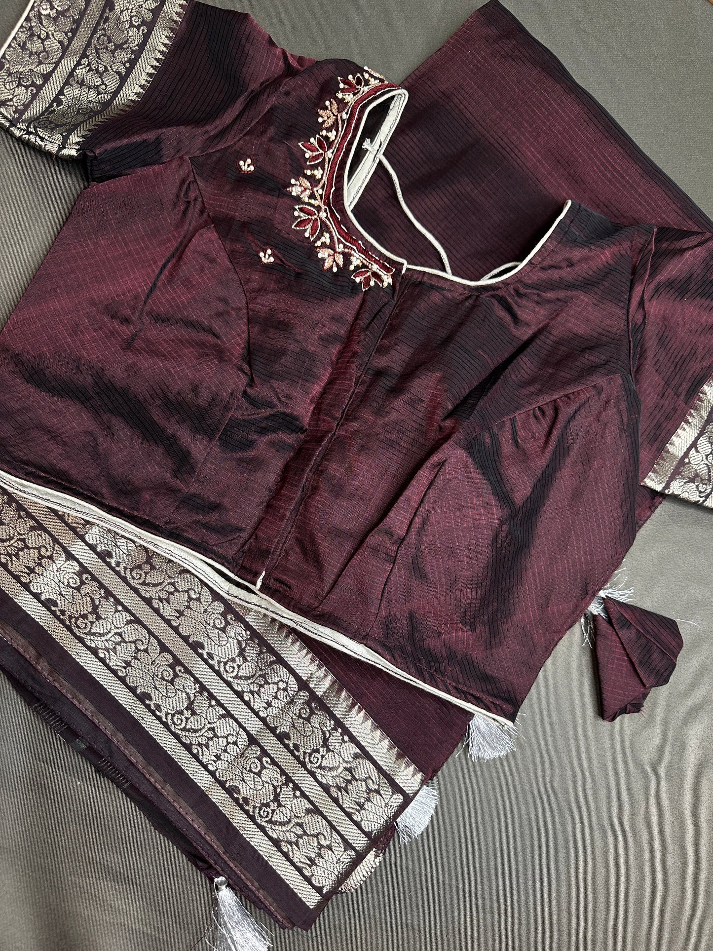 Brown Mangalgiri SICO Handloom Saree