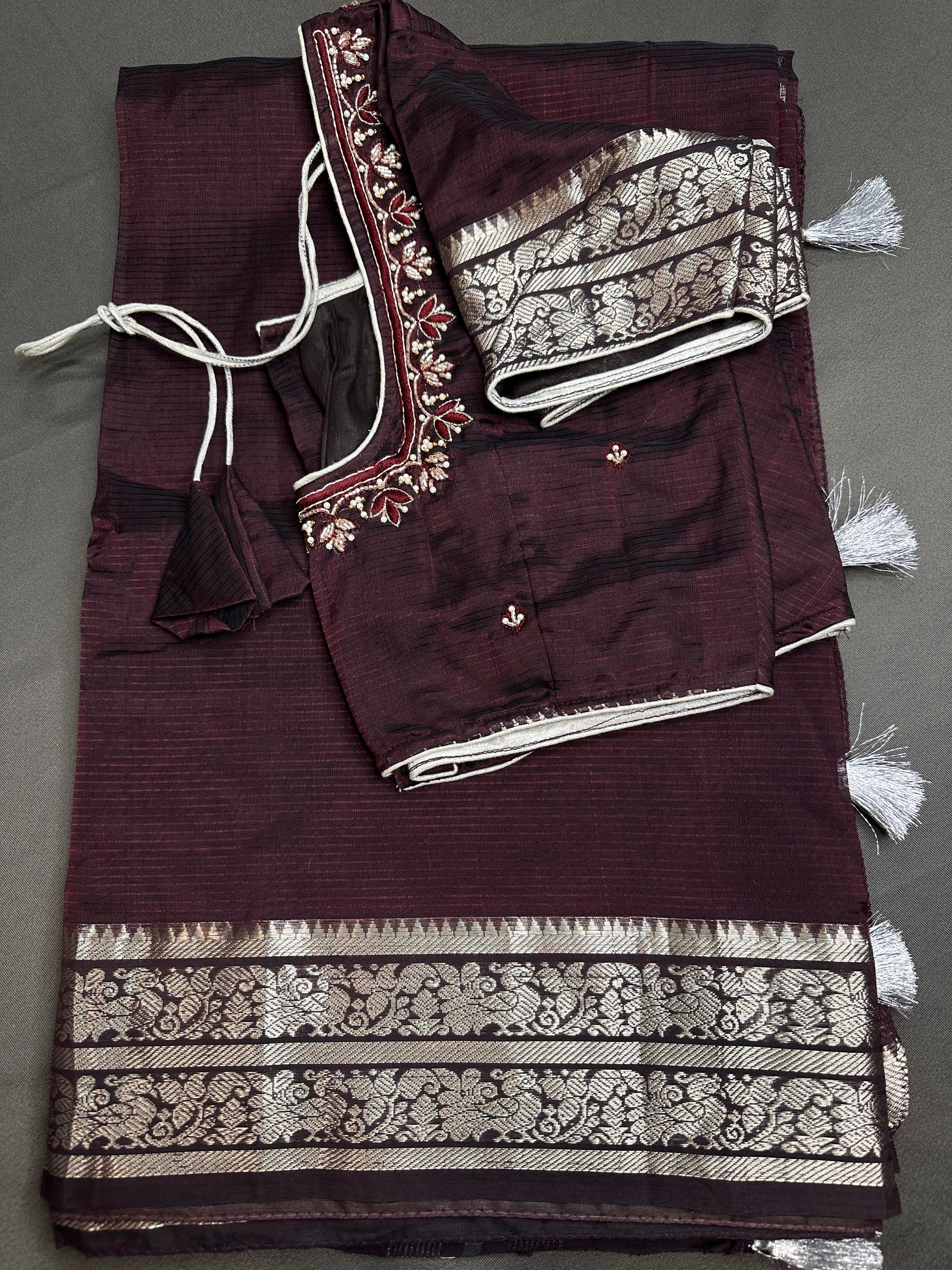 Brown Mangalgiri SICO Handloom Saree