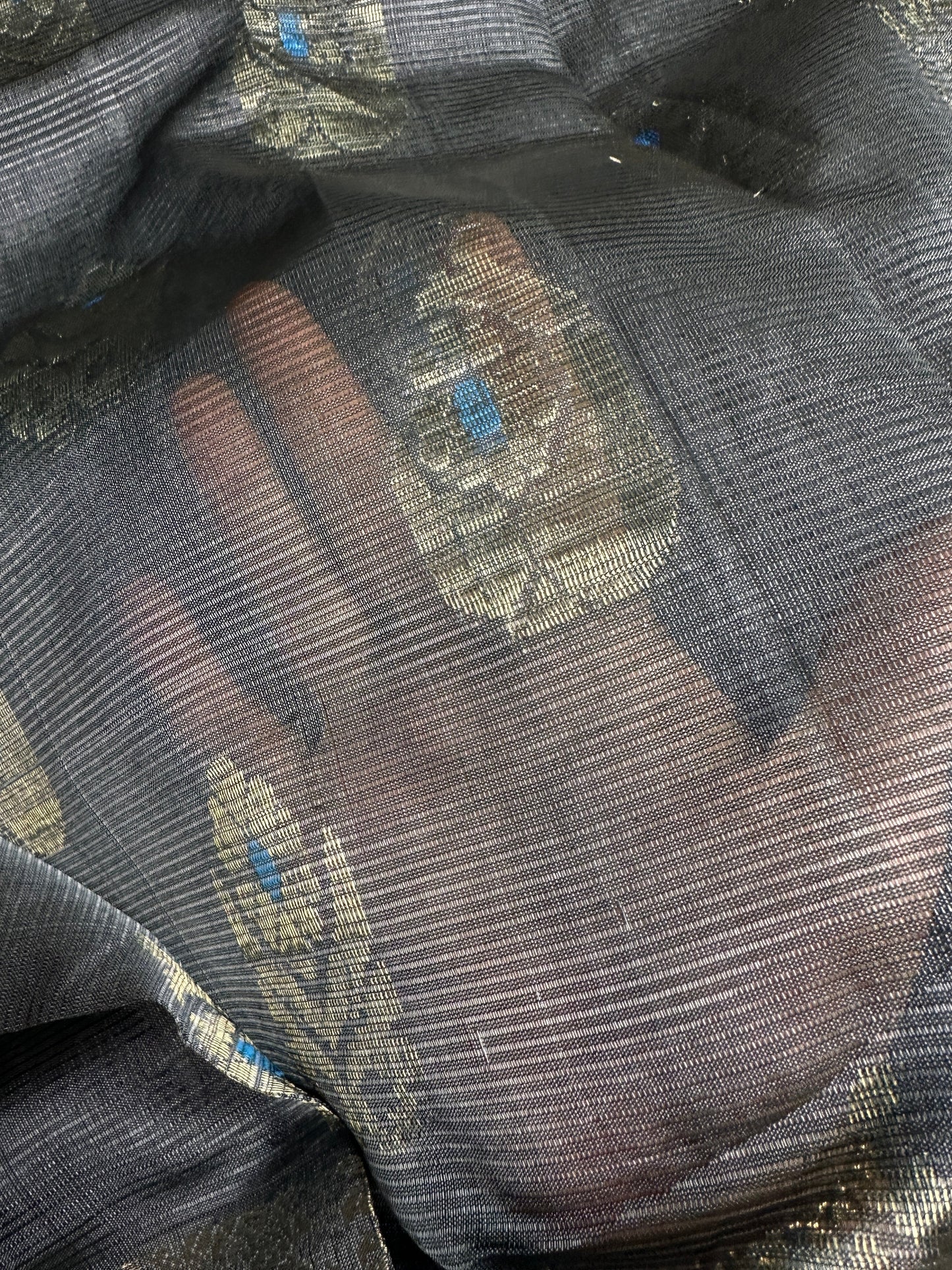 Gray Mangalgiri Pure Silk Handloom Saree