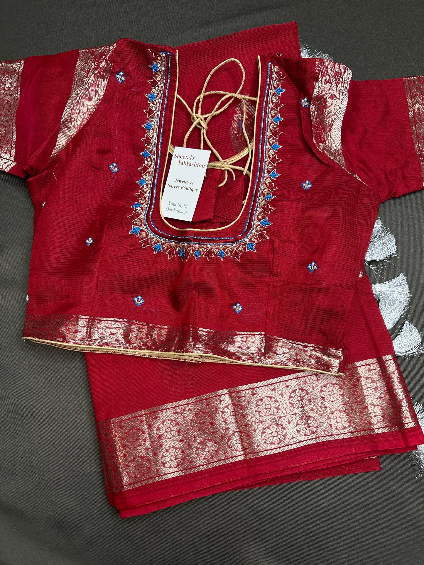 Red Mangalgiri Pure Silk Handloom Saree