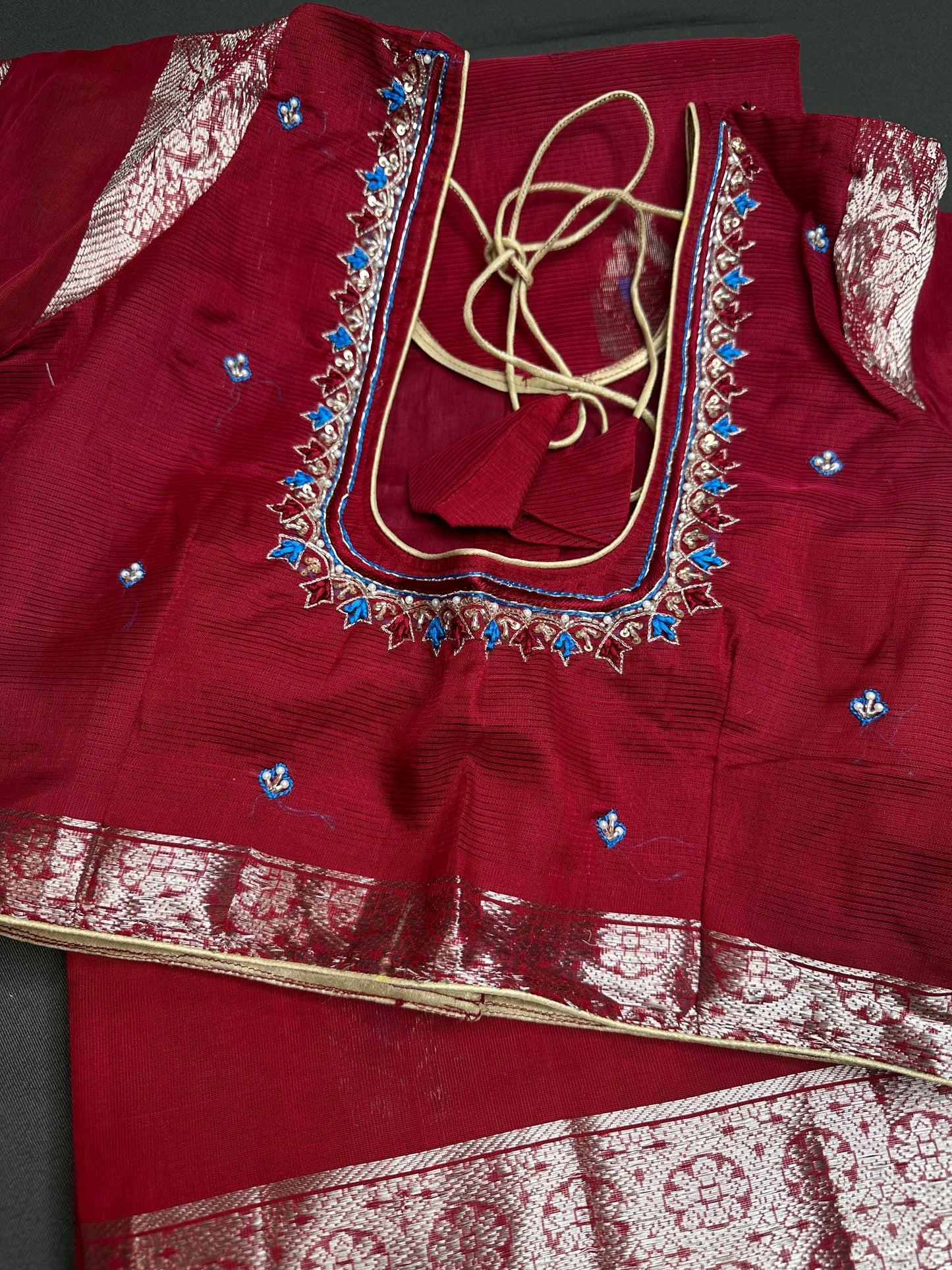 Red Mangalgiri Pure Silk Handloom Saree