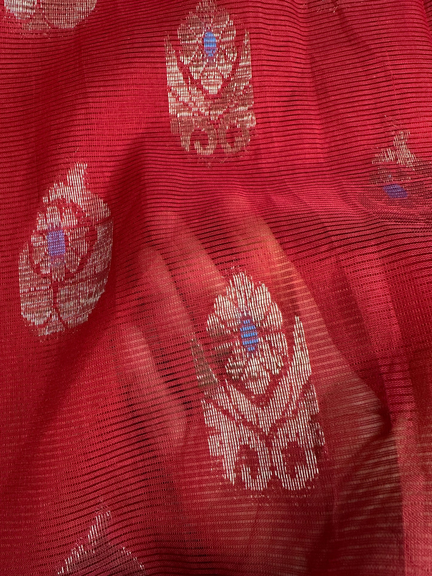 Red Mangalgiri Pure Silk Handloom Saree