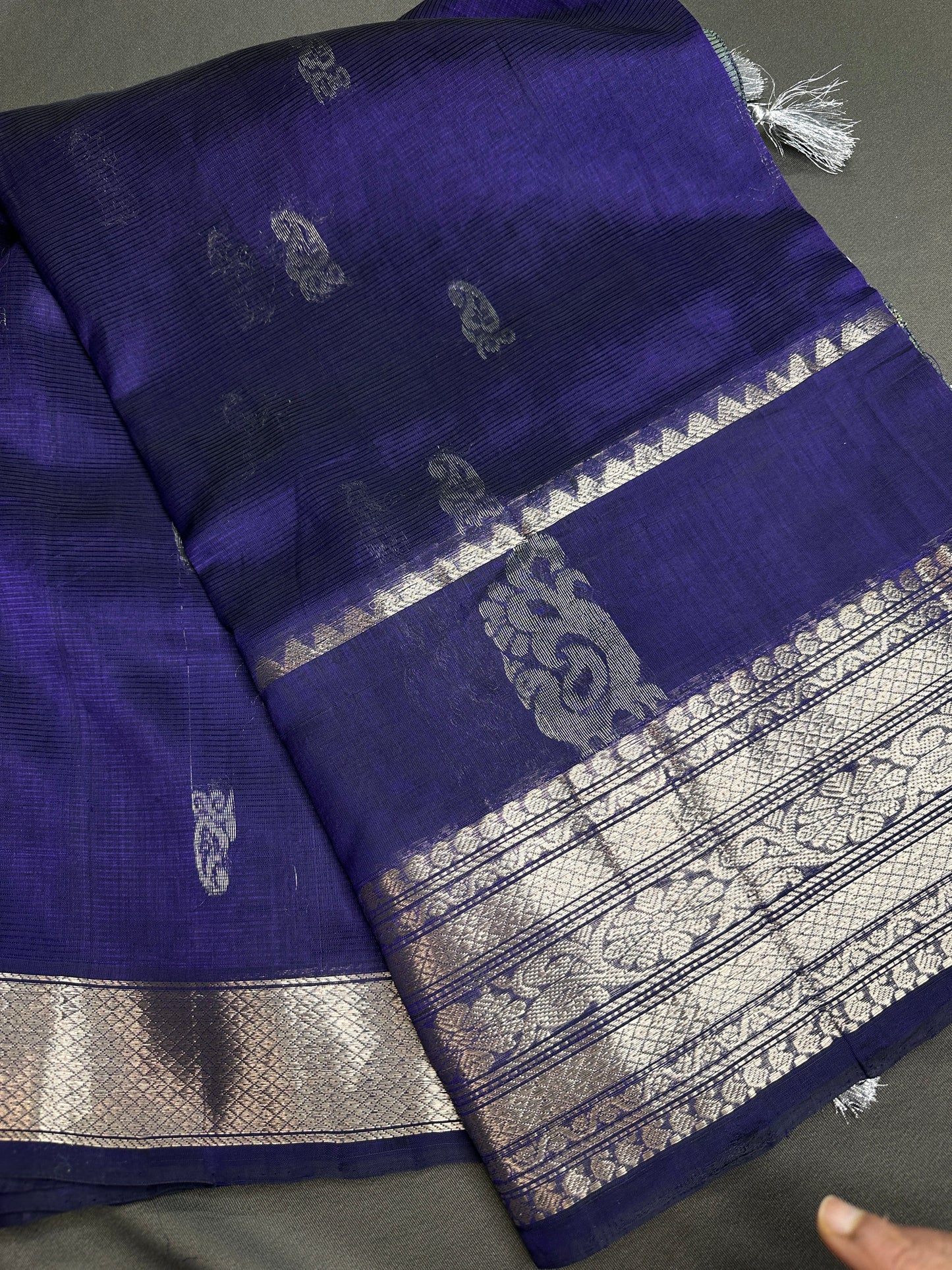 Purple GreenMangalgiri Pure Silk Handloom Saree
