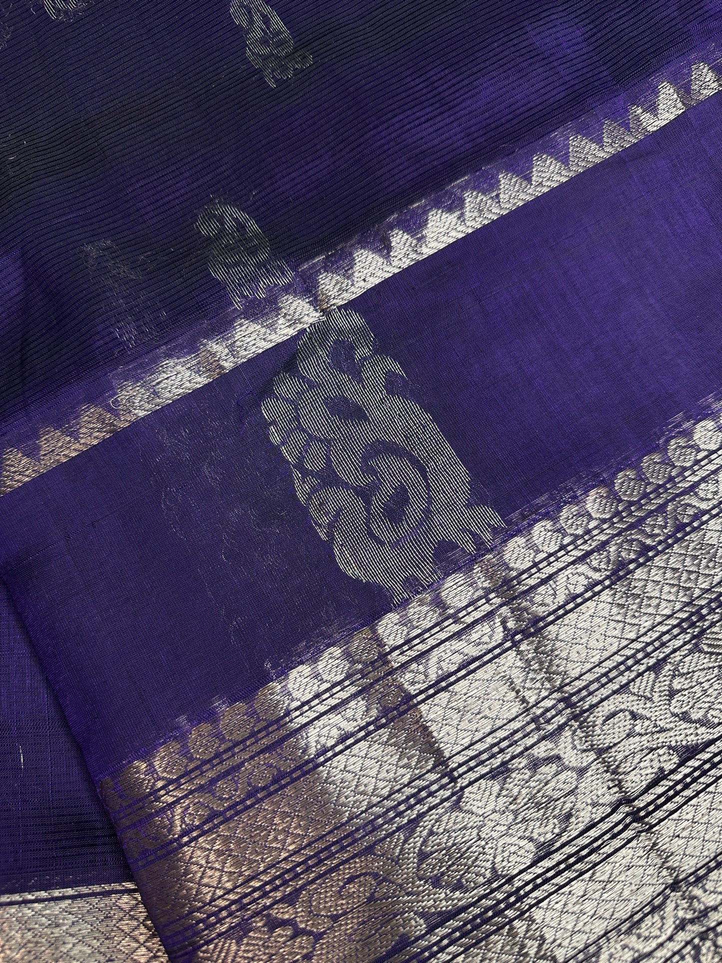 Purple GreenMangalgiri Pure Silk Handloom Saree