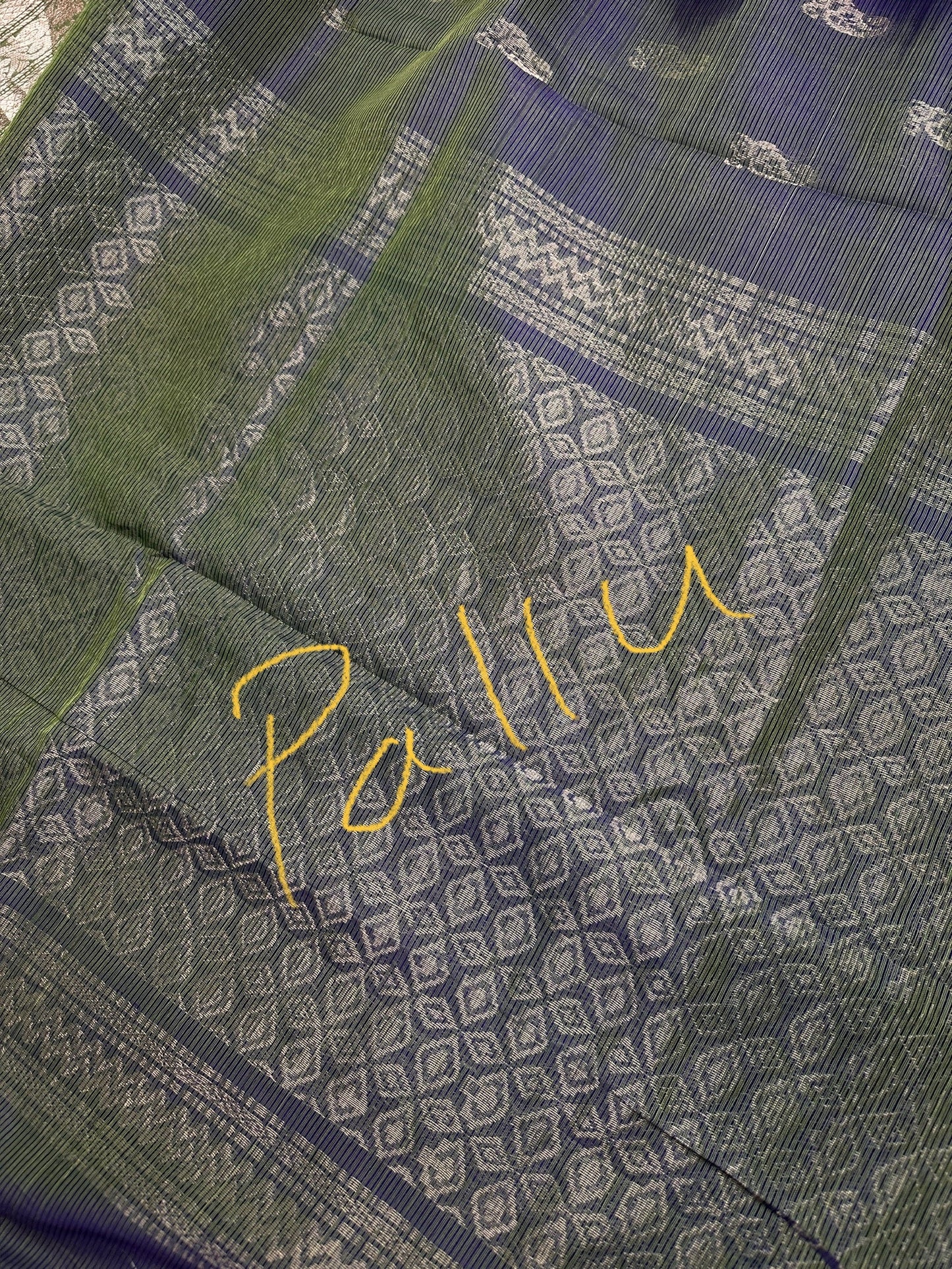 Purple GreenMangalgiri Pure Silk Handloom Saree