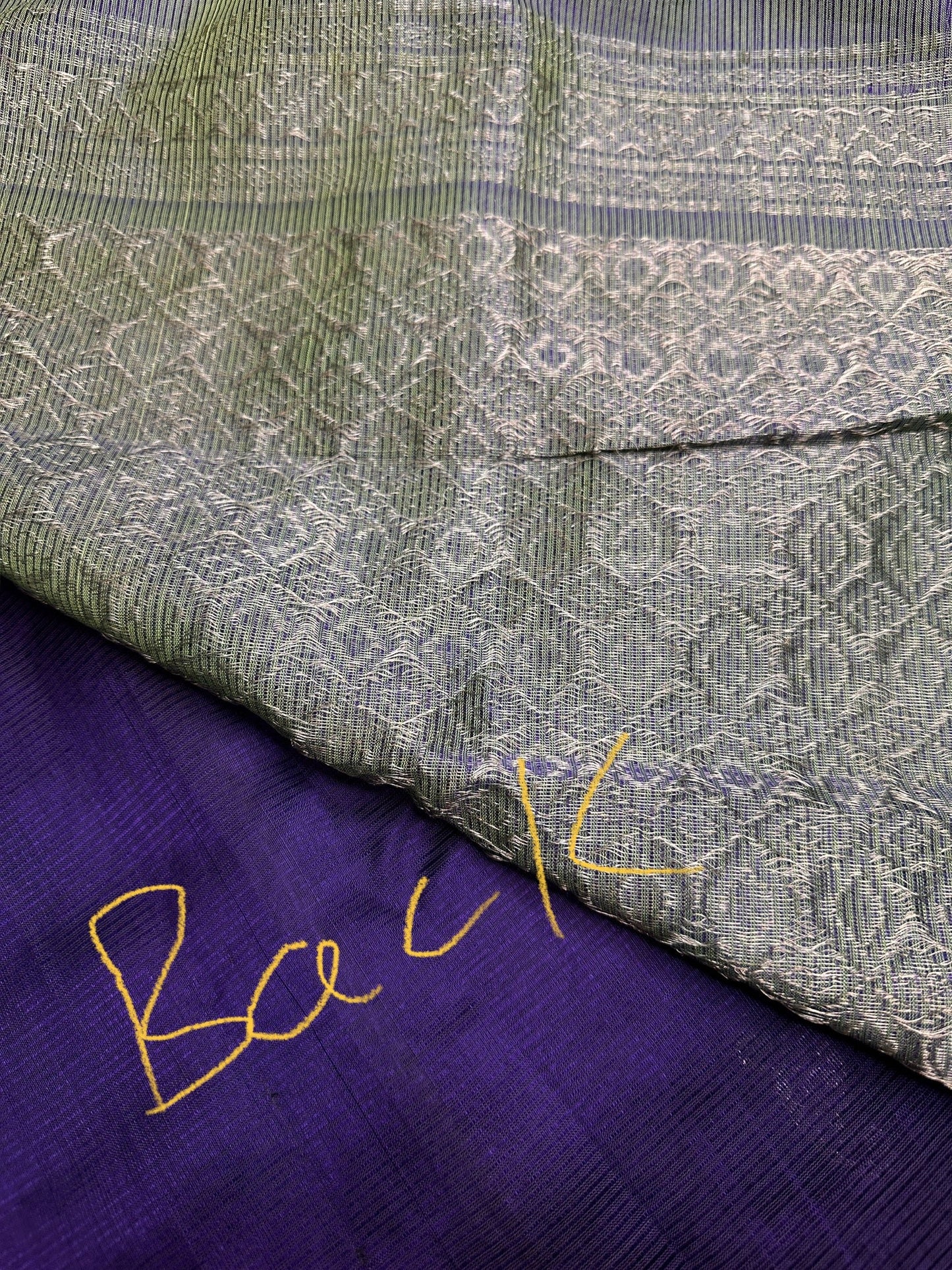 Purple GreenMangalgiri Pure Silk Handloom Saree