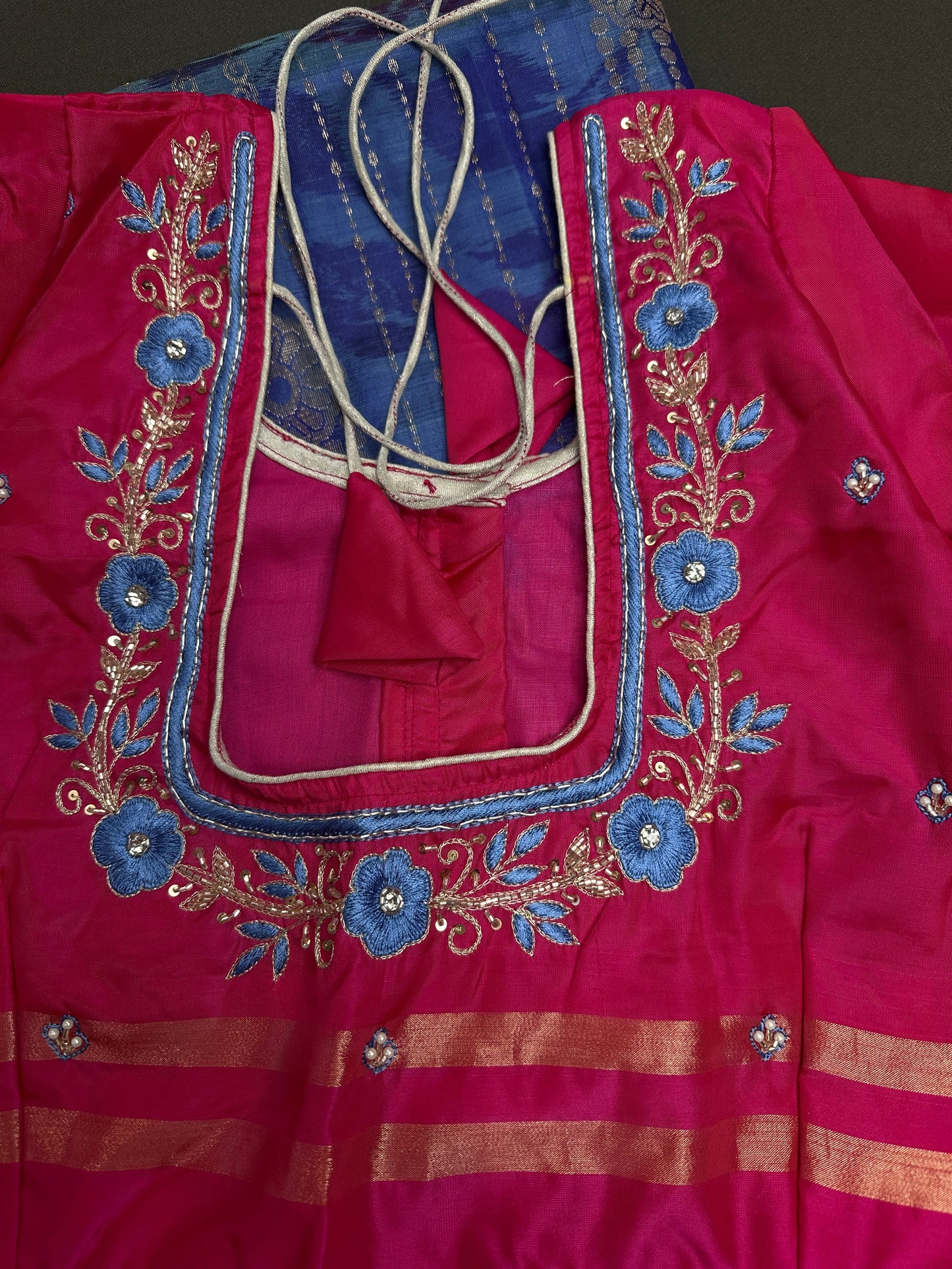 Blue Pink Uppada light Weight  Silk  Saree