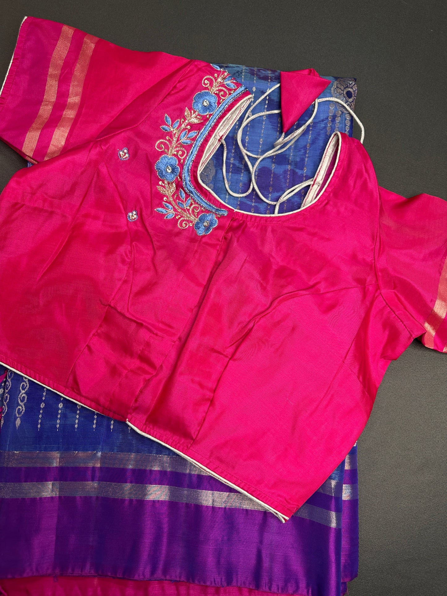 Blue Pink Uppada light Weight  Silk  Saree