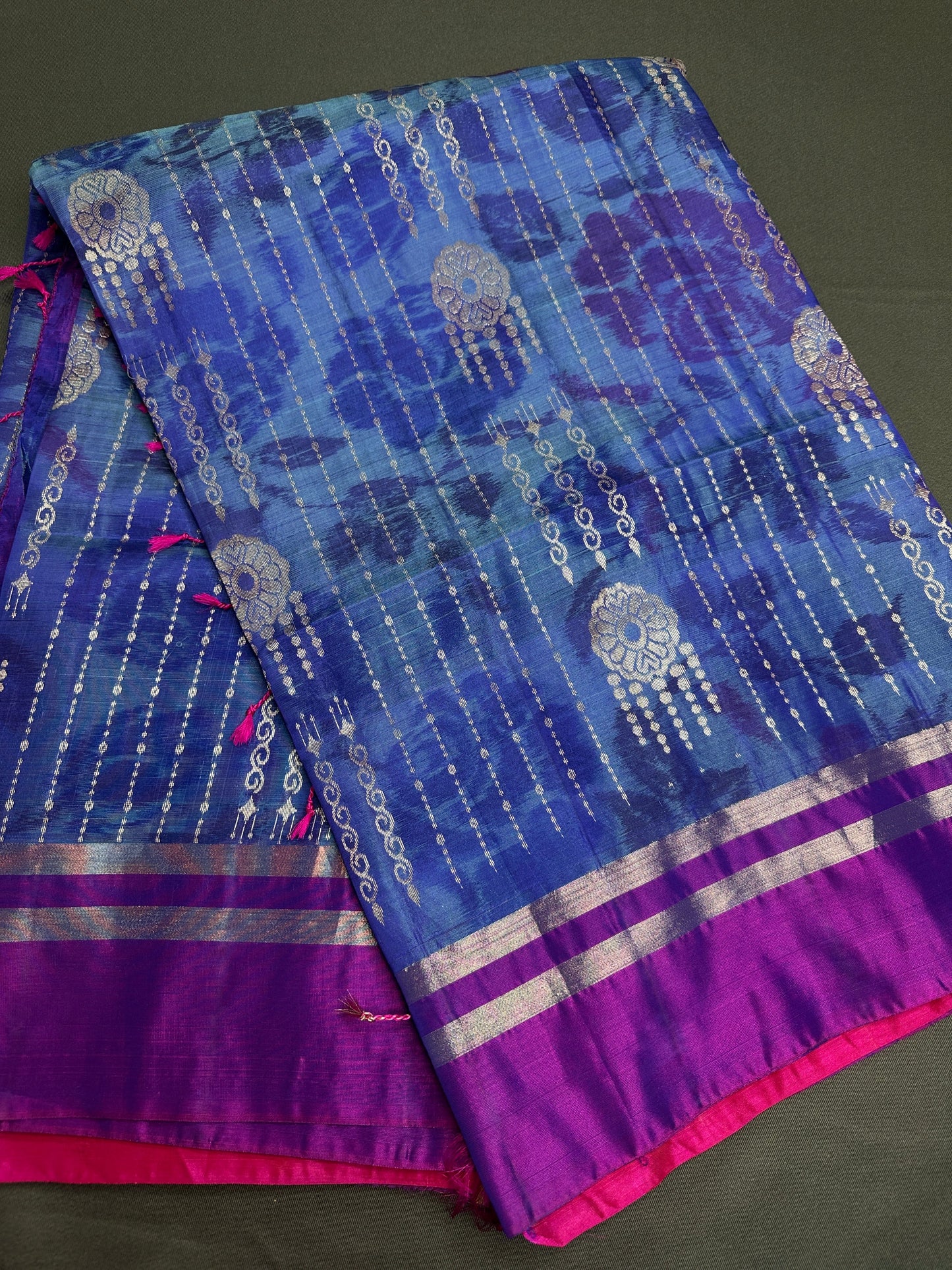 Blue Pink Uppada light Weight  Silk  Saree