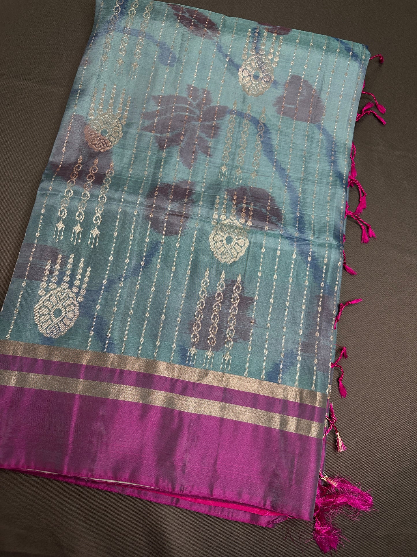 Blue Pink Uppada light Weight  Silk  Saree