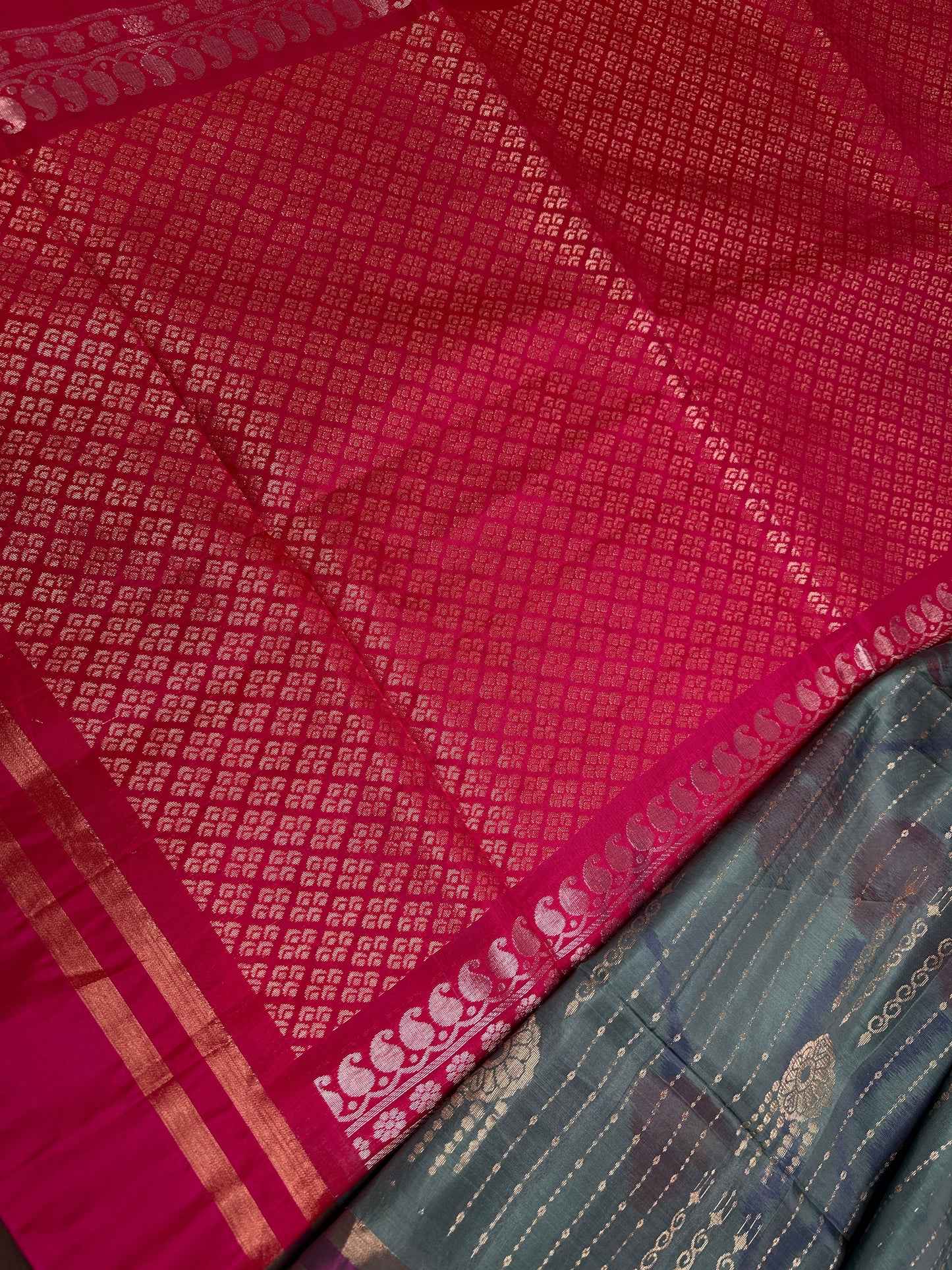 Blue Pink Uppada light Weight  Silk  Saree
