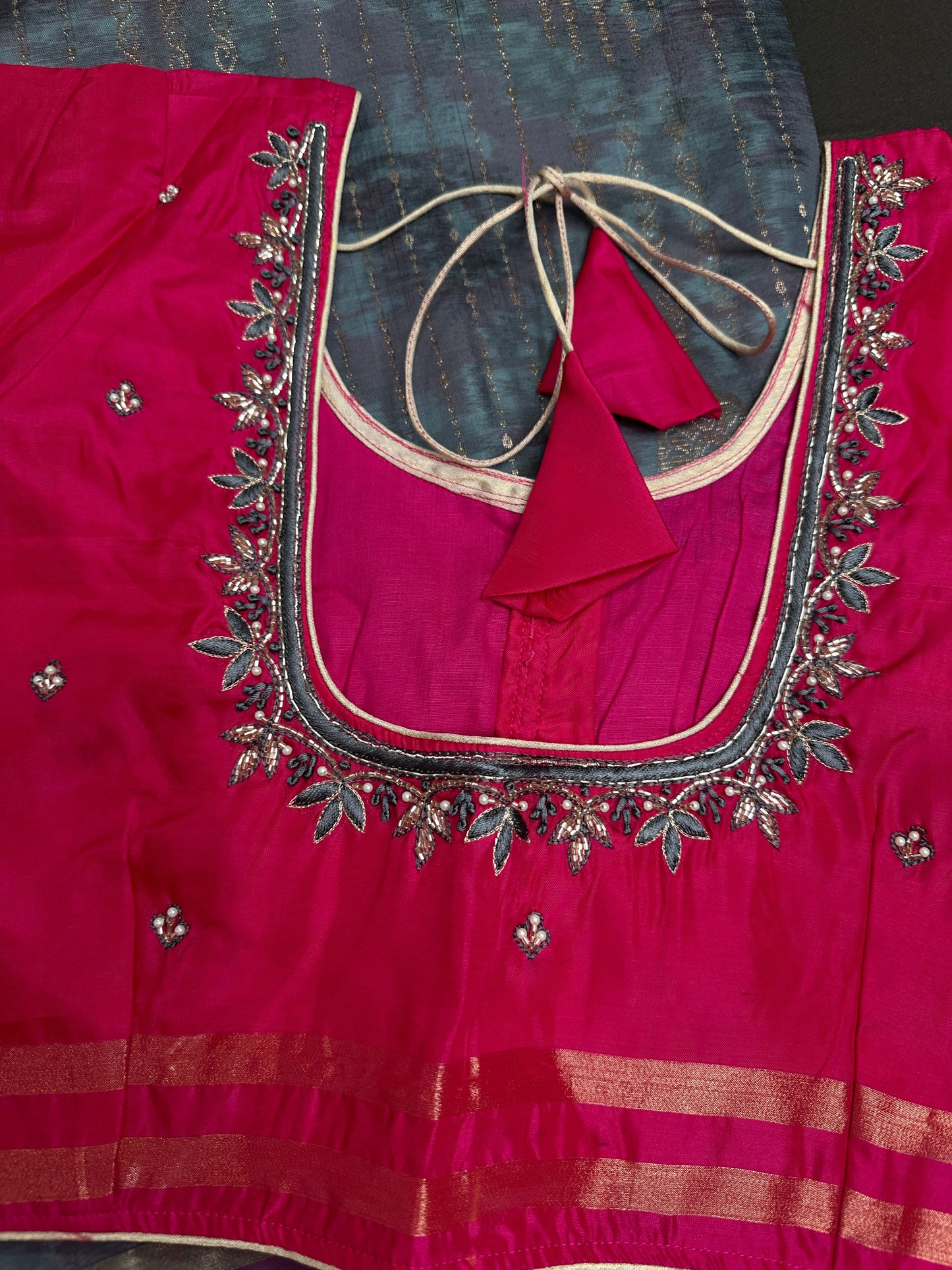 Greyish Blue Pink Uppada light Weight  Silk  Saree