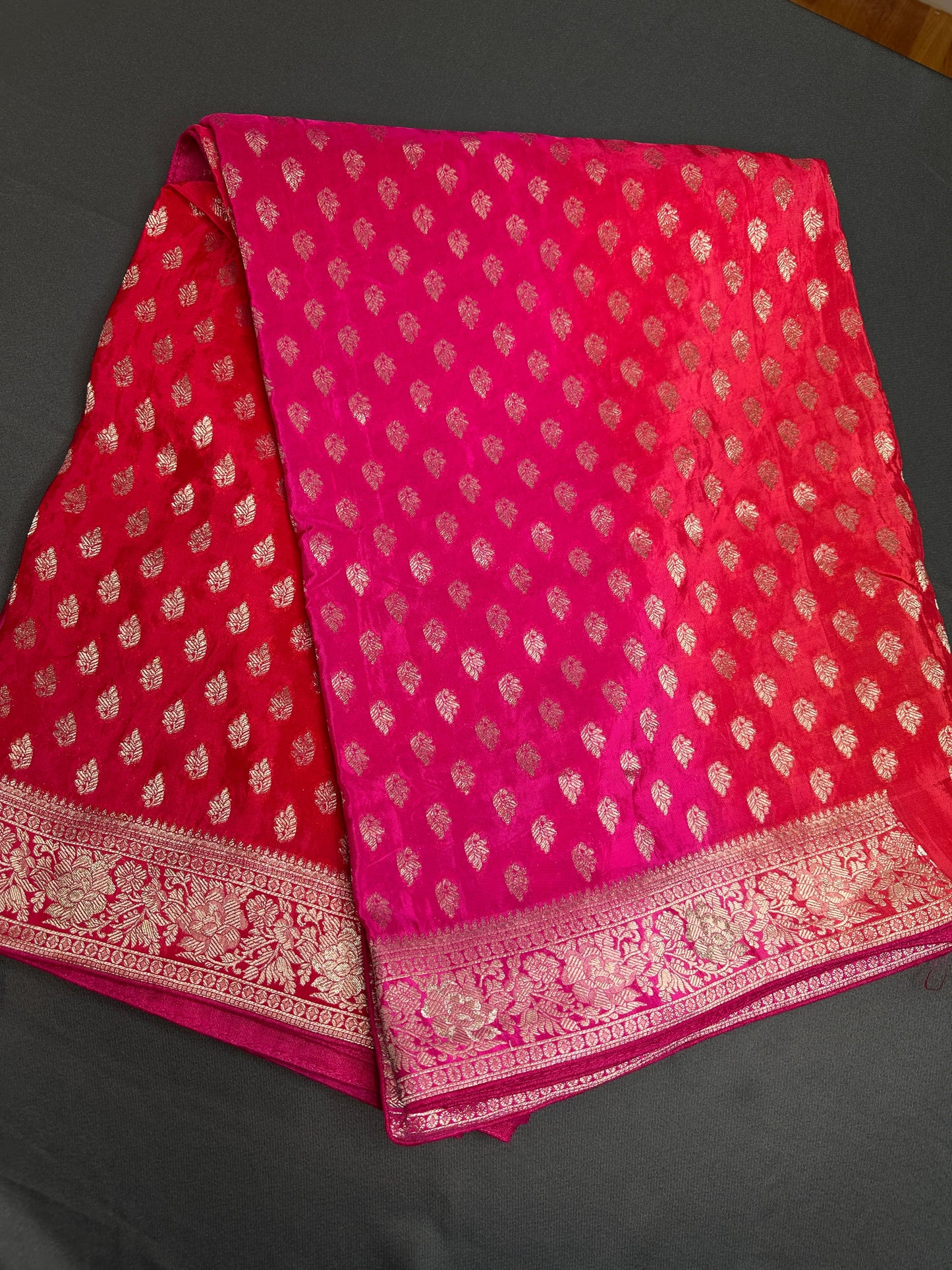 Banarsi Orange Pink Party Wear  Saree
