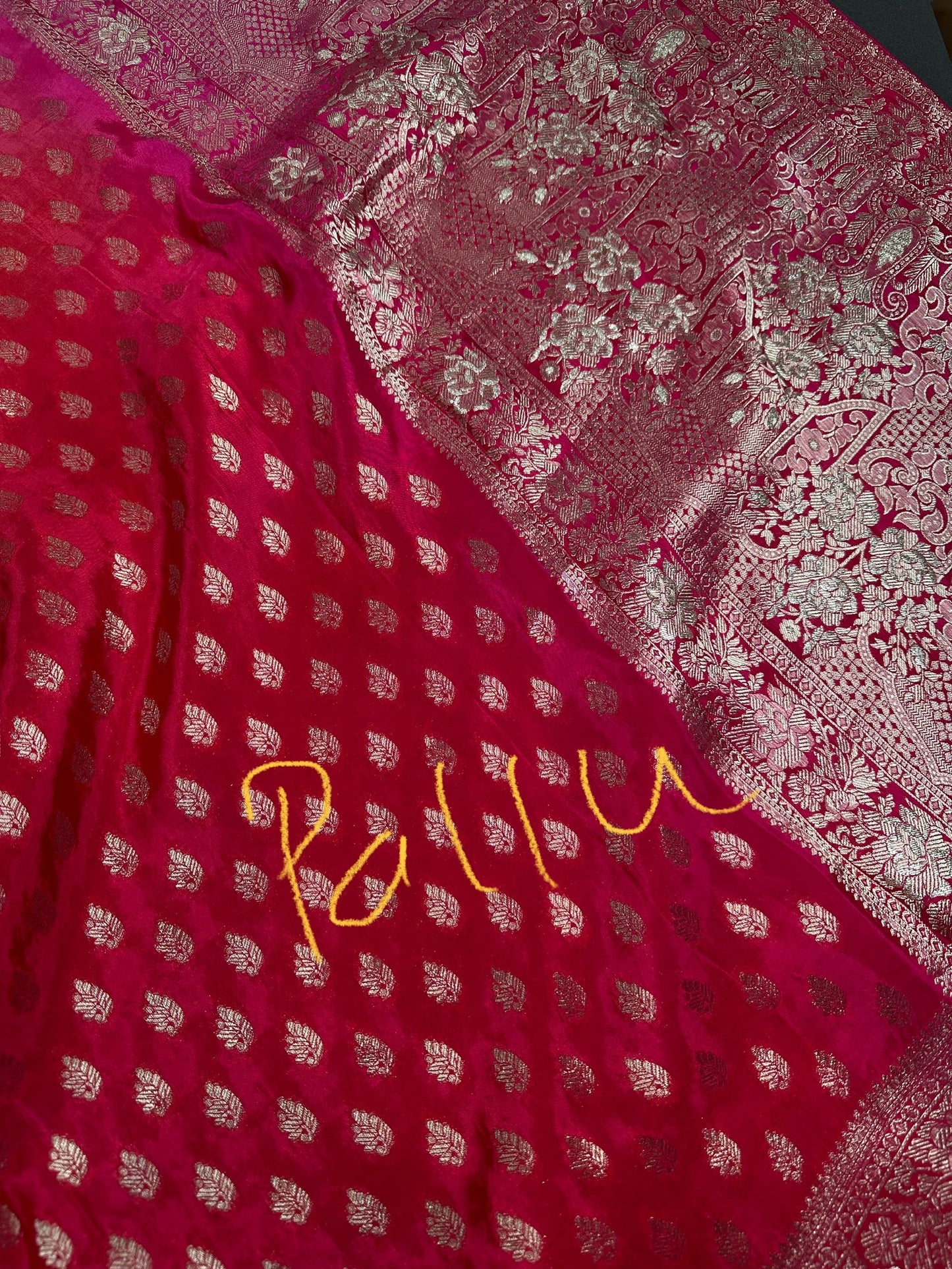 Banarsi Orange Pink Party Wear  Saree