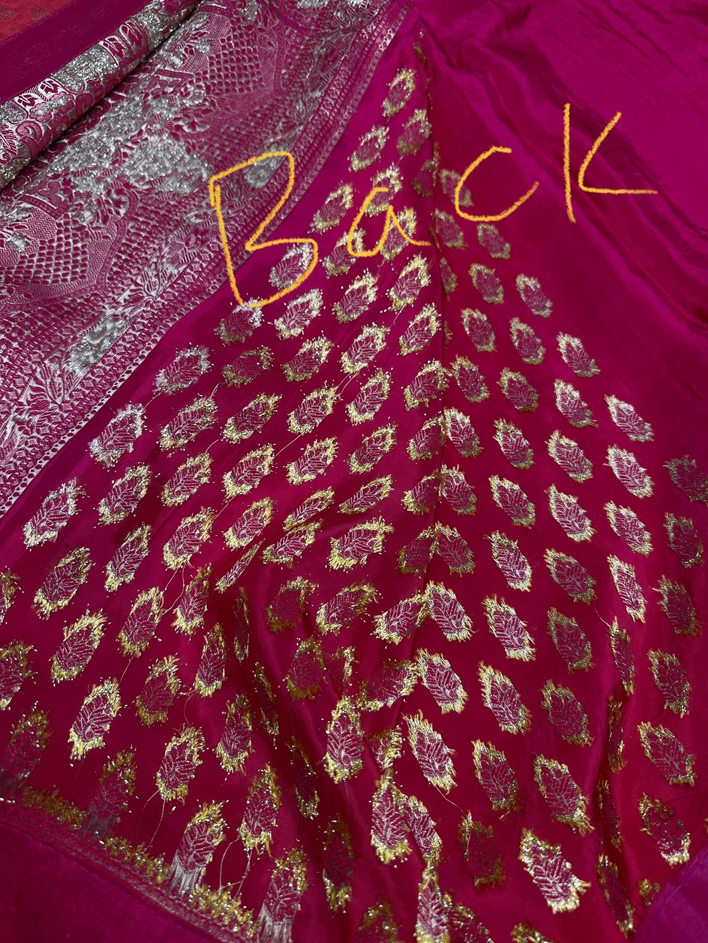 Banarsi Orange Pink Party Wear  Saree
