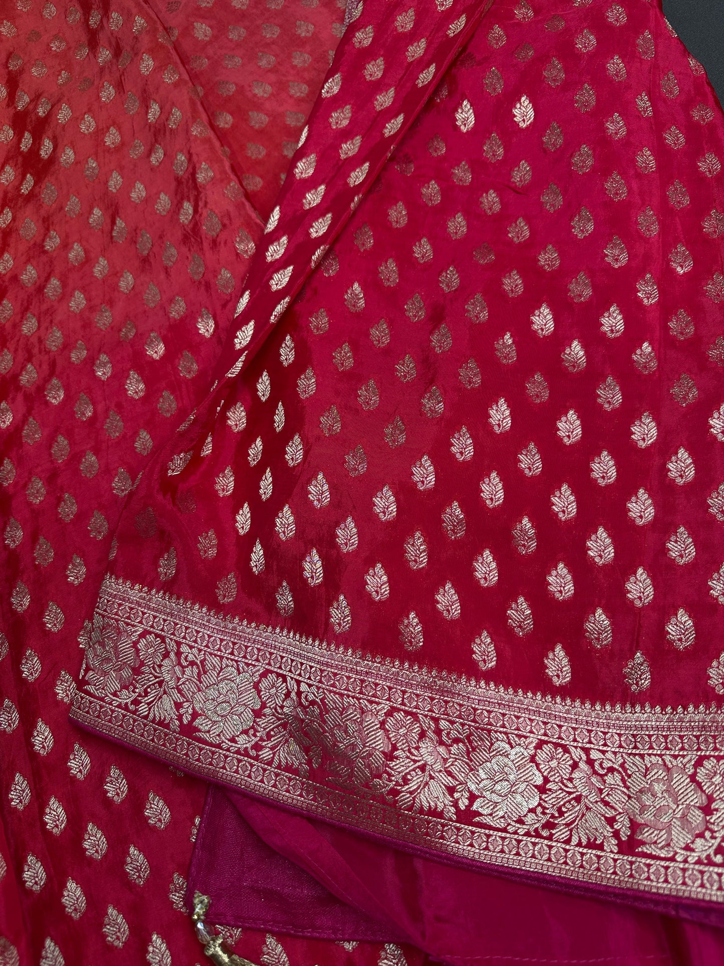 Banarsi Orange Pink Party Wear  Saree