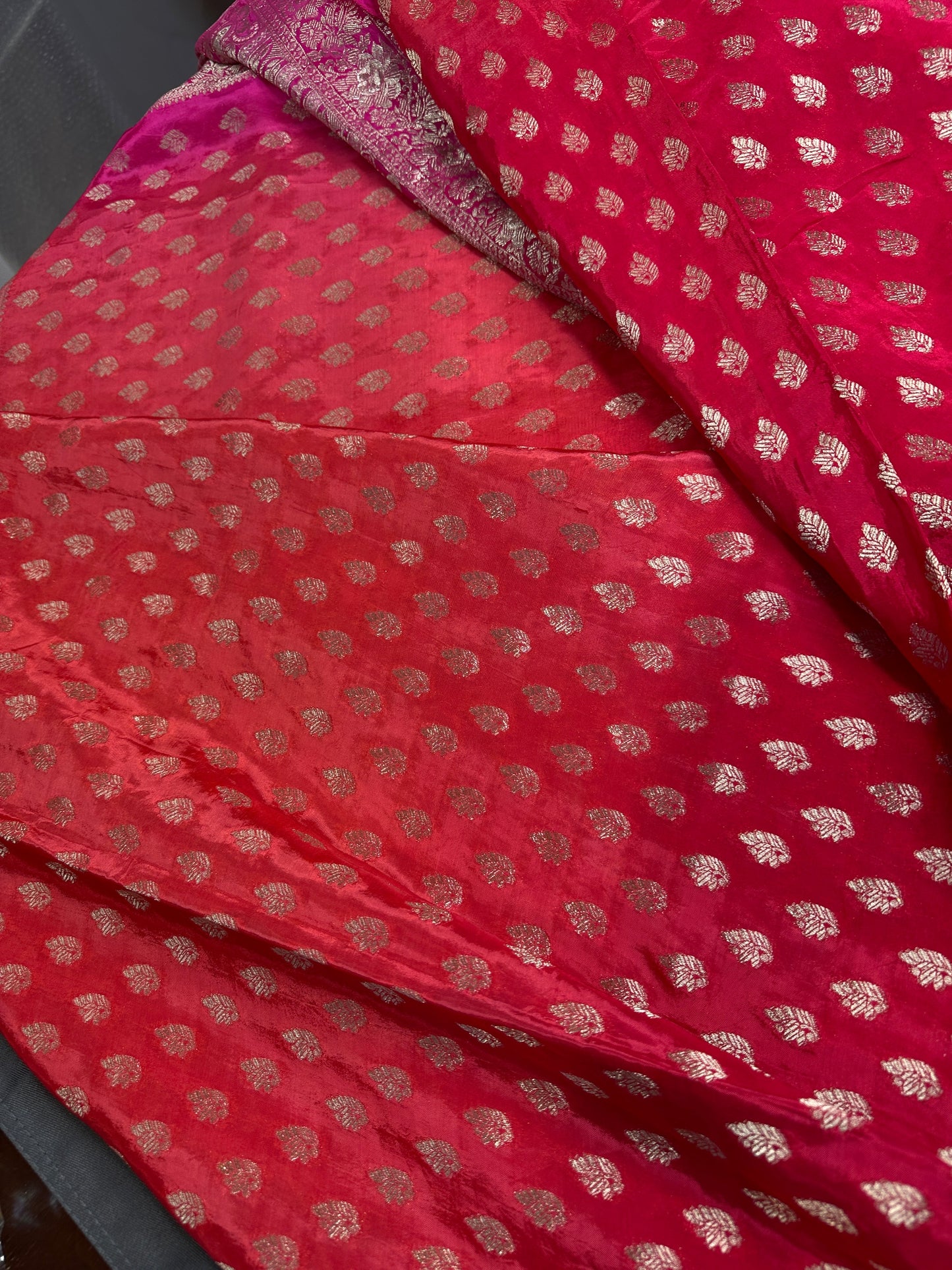Banarsi Orange Pink Party Wear  Saree