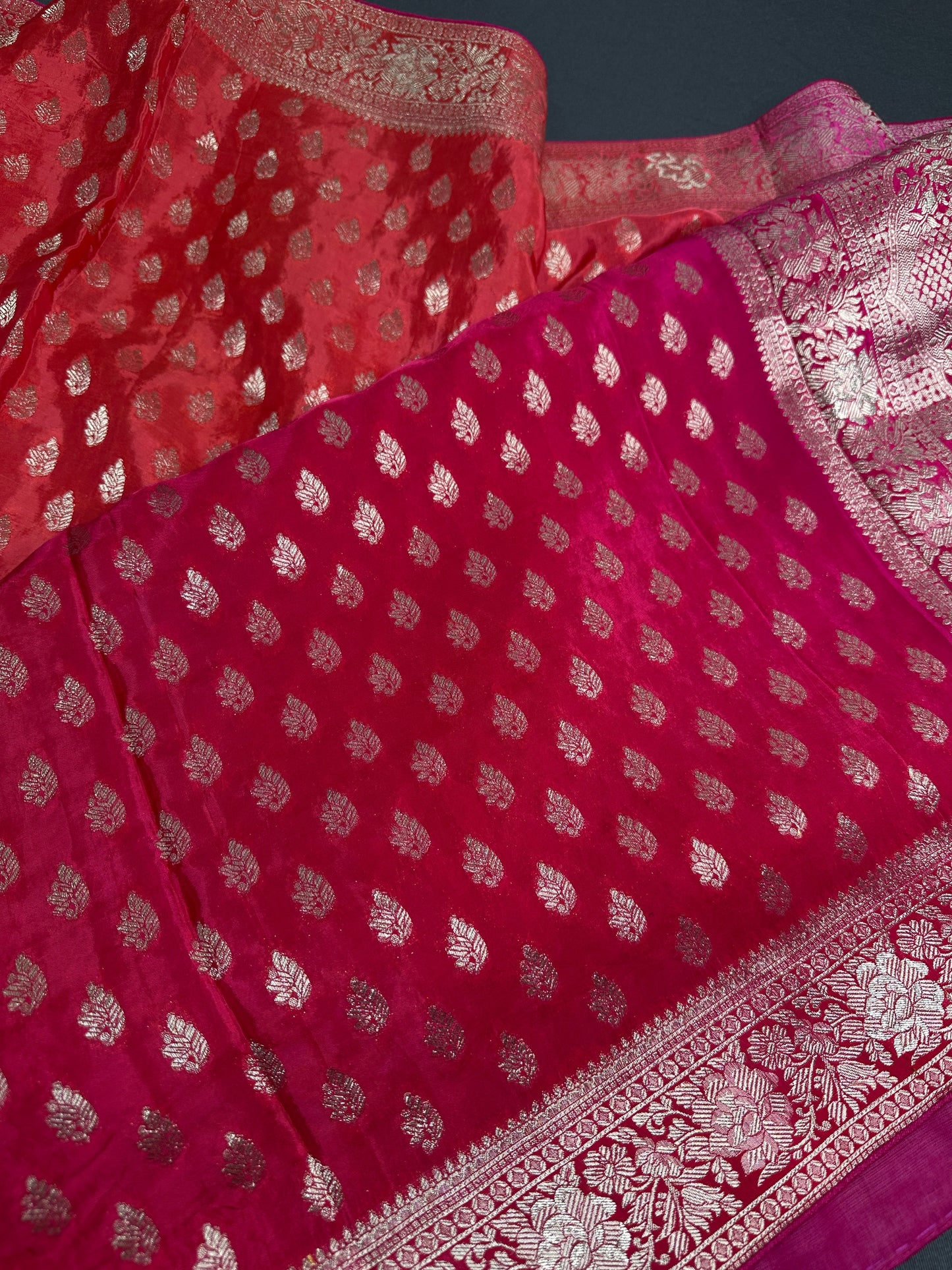 Banarsi Orange Pink Party Wear  Saree