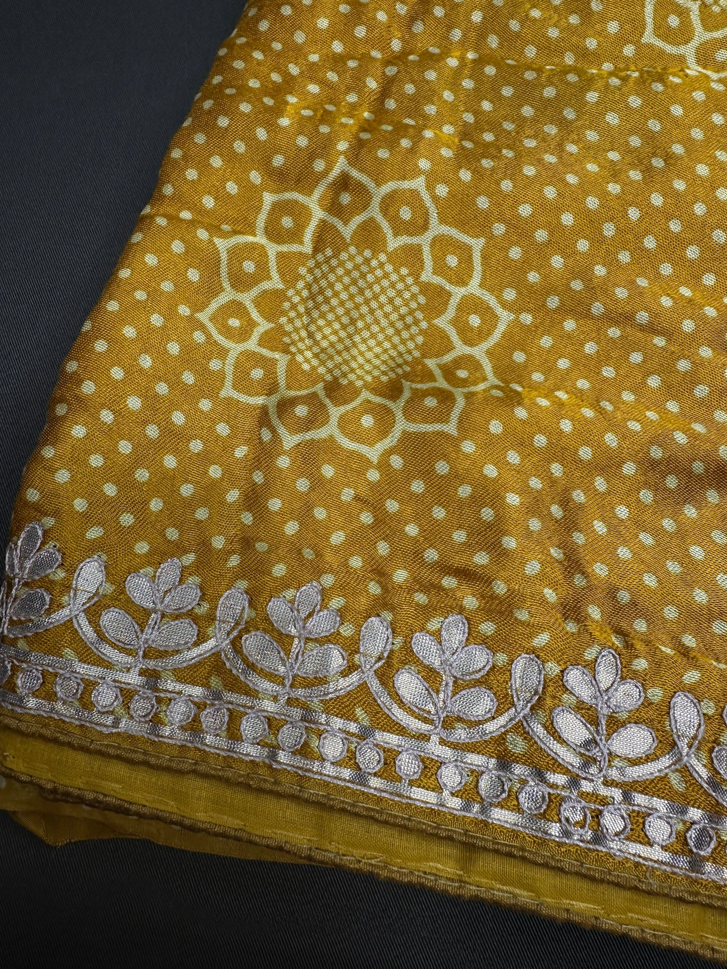 Mustard Yellow  Gotta Patti Gaji Silk  Saree