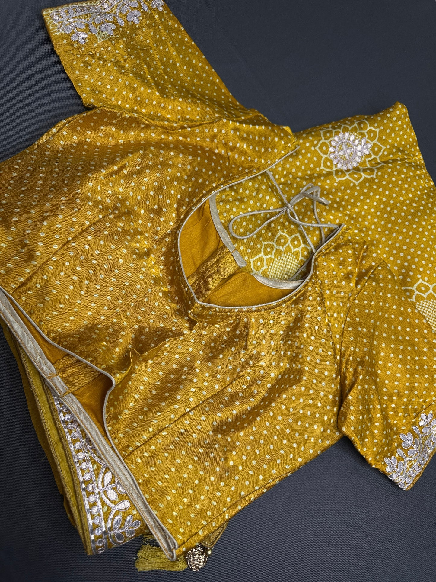 Mustard Yellow  Gotta Patti Gaji Silk  Saree