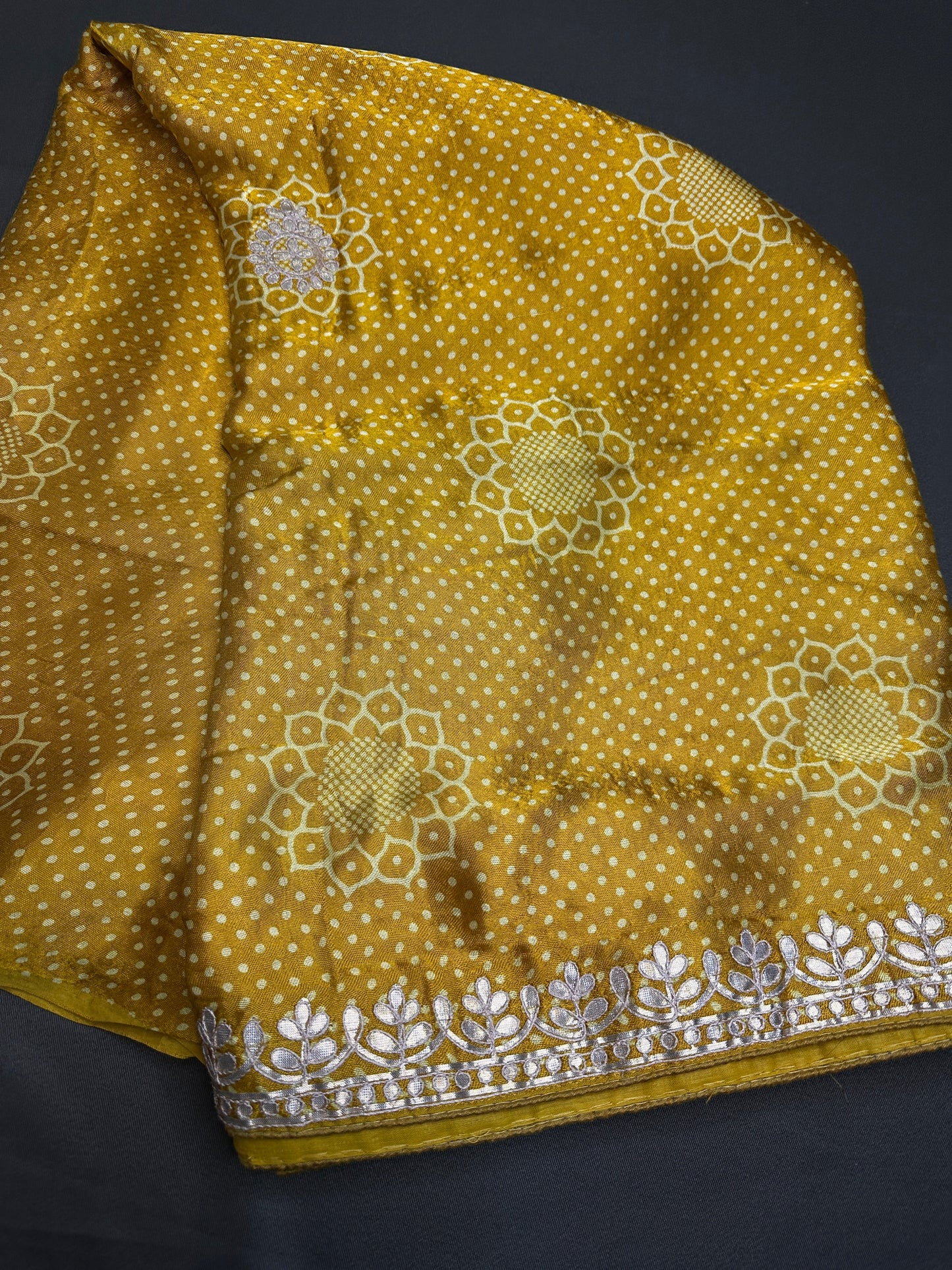 Mustard Yellow  Gotta Patti Gaji Silk  Saree
