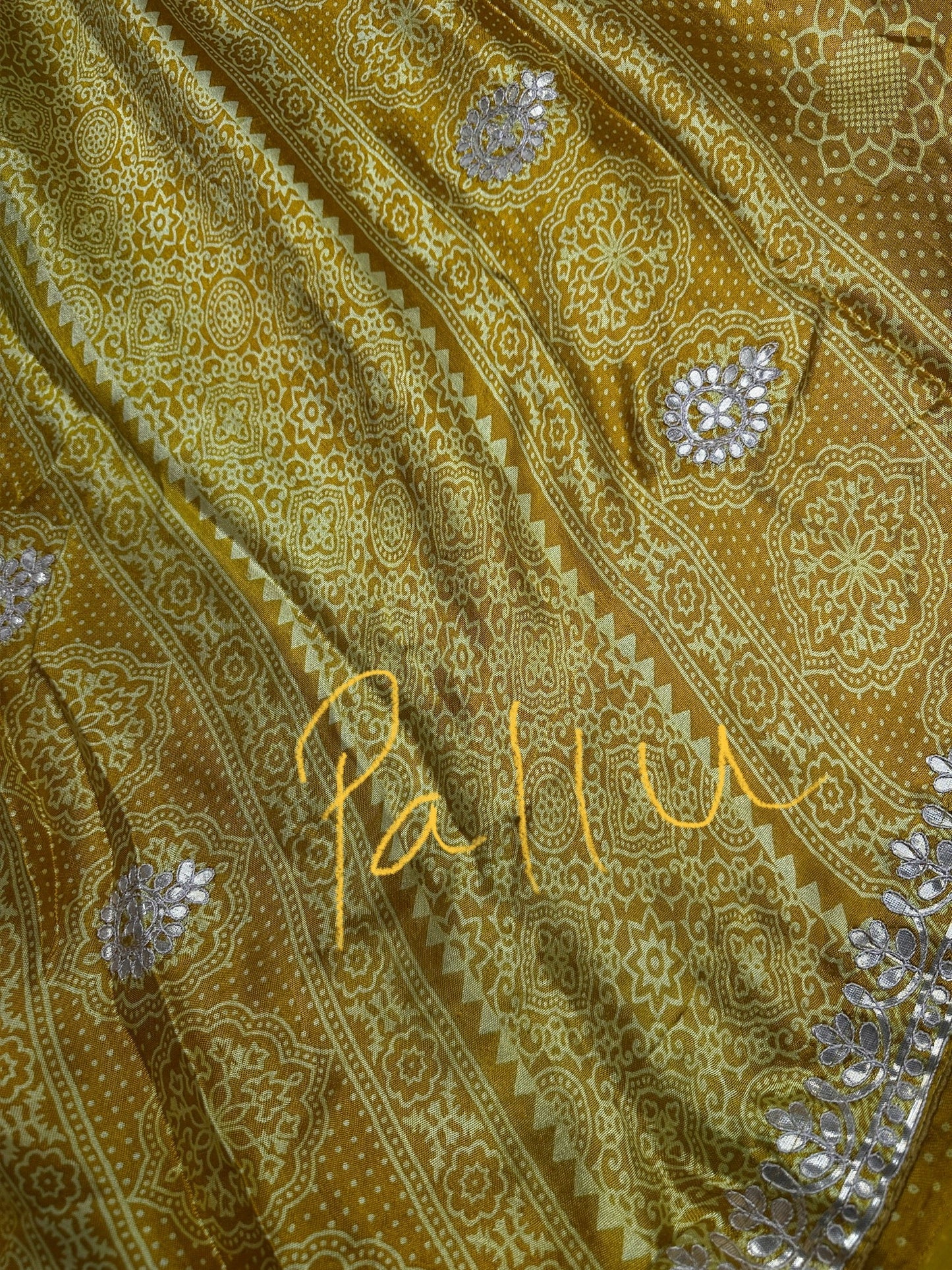 Mustard Yellow  Gotta Patti Gaji Silk  Saree