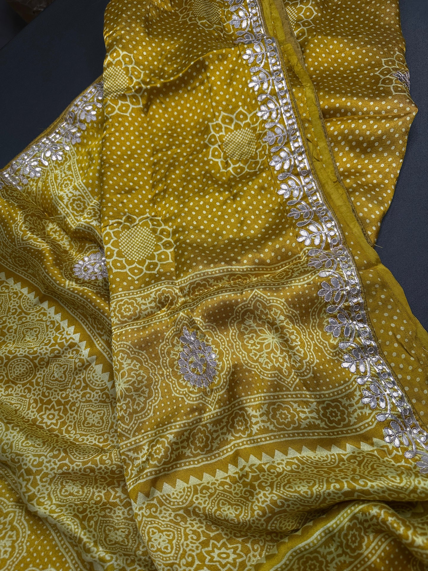 Mustard Yellow  Gotta Patti Gaji Silk  Saree