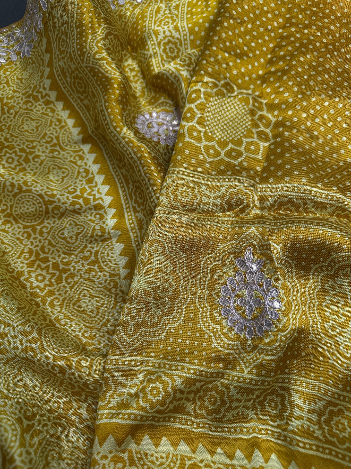 Mustard Yellow  Gotta Patti Gaji Silk  Saree