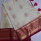 Cream Pink Semi Kanchi Silk  Saree