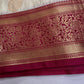 Cream Pink Semi Kanchi Silk  Saree