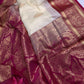 Cream Pink Semi Kanchi Silk  Saree