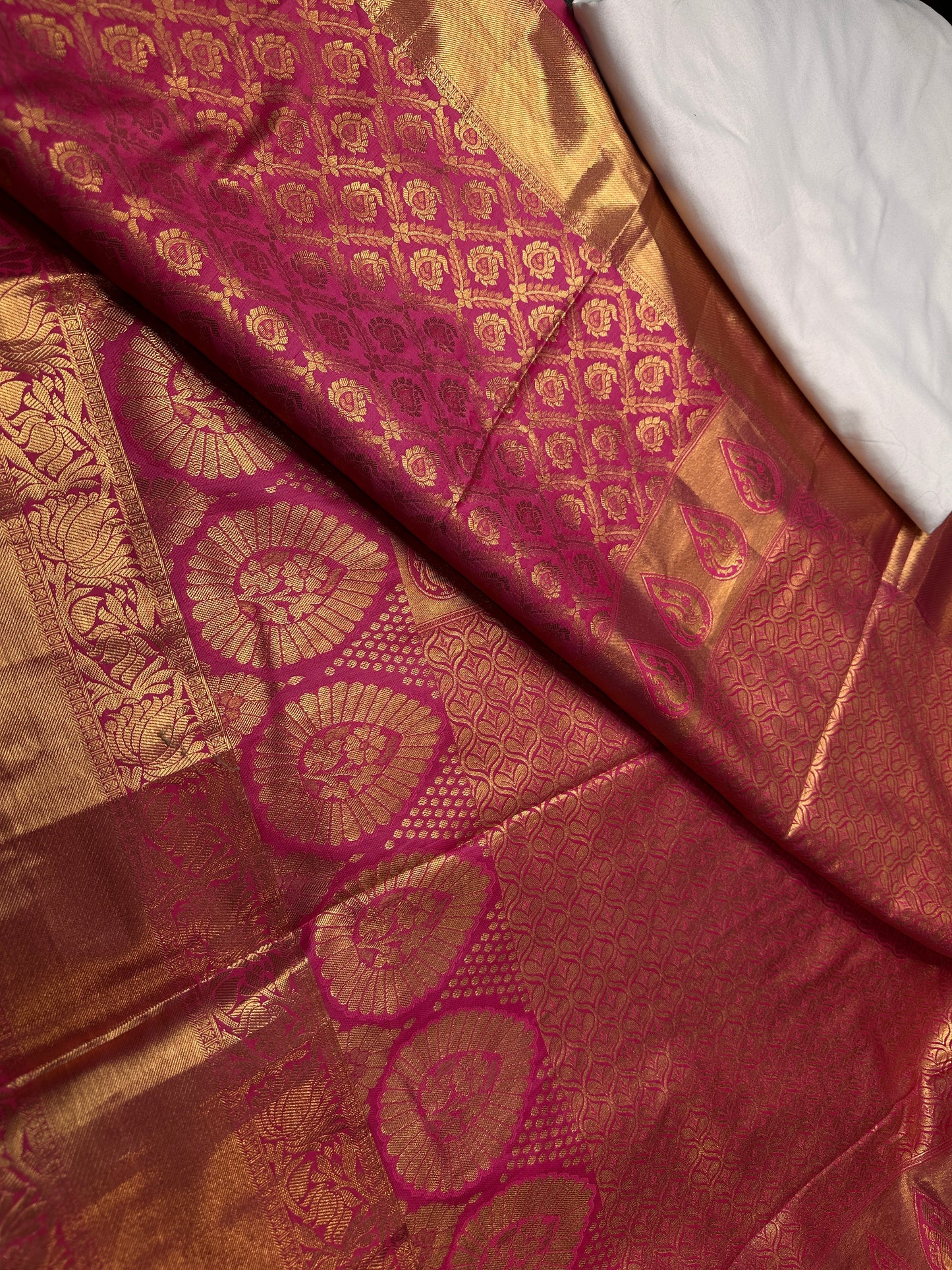 Pink Brocade Semi Kanchi Silk  Saree