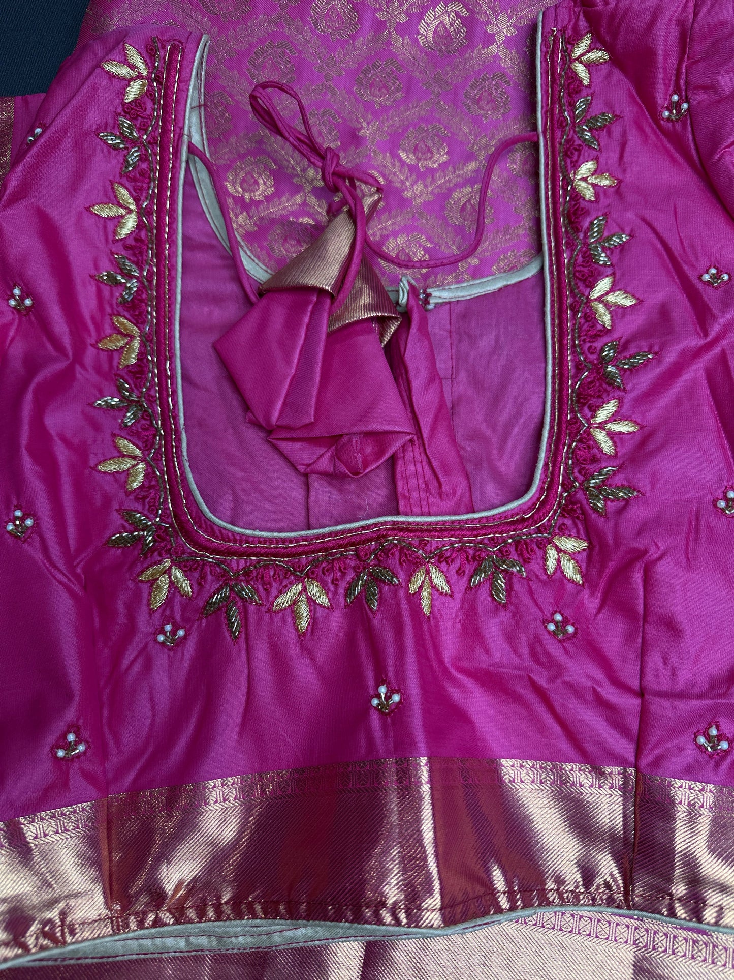 Pink Brocade Semi Kanchi Silk  Saree