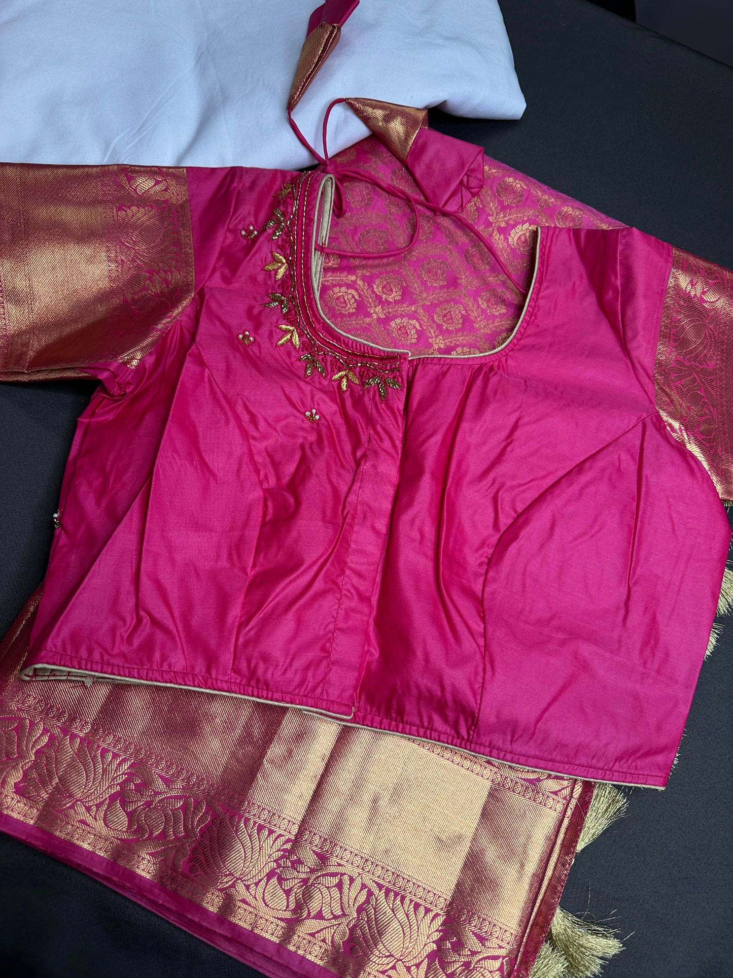 Pink Brocade Semi Kanchi Silk  Saree