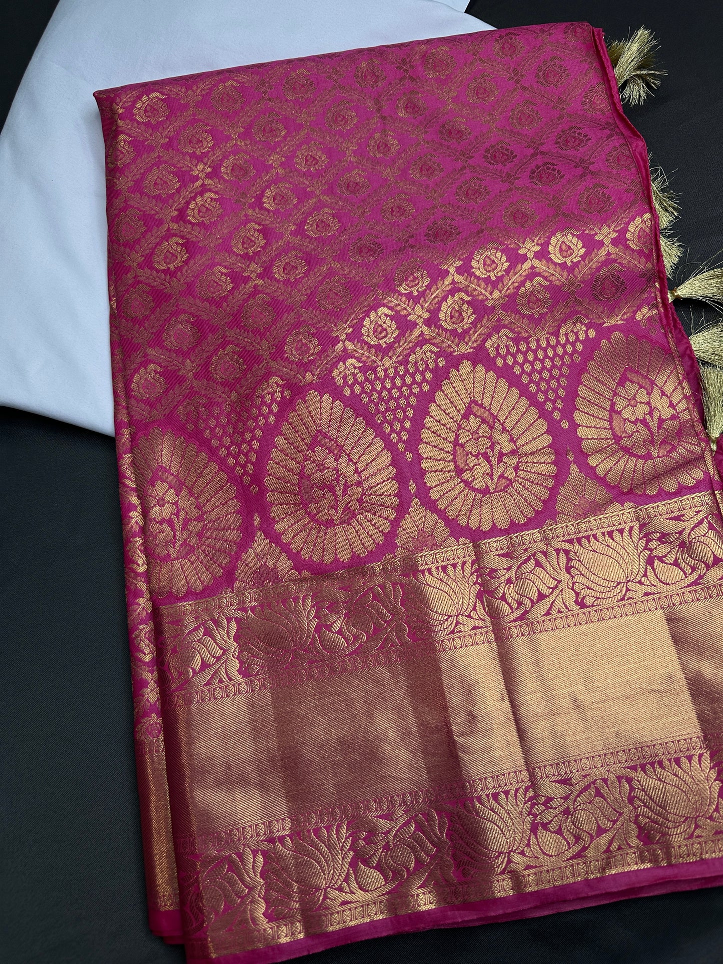 Pink Brocade Semi Kanchi Silk  Saree