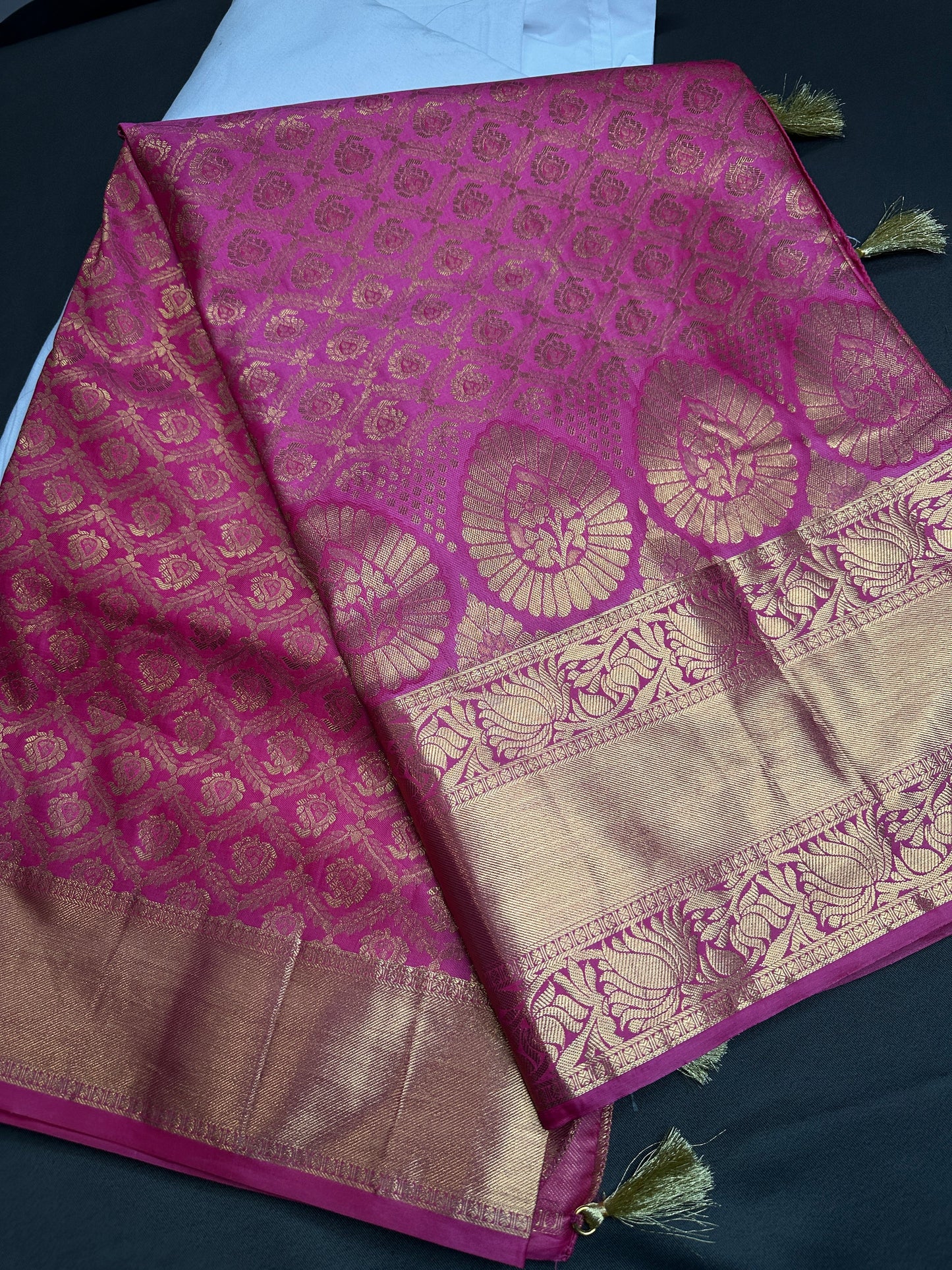 Pink Brocade Semi Kanchi Silk  Saree
